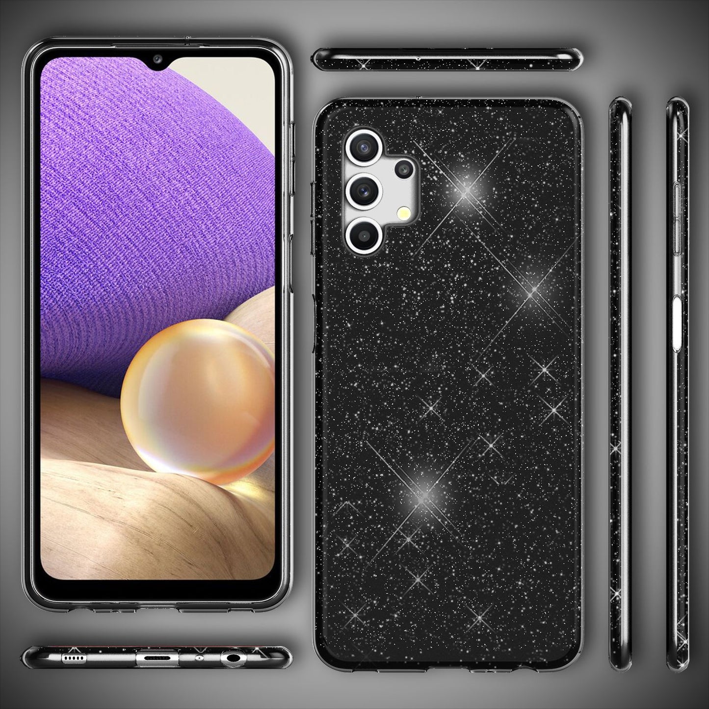 NALIA Glitter Phone Case for Samsung Galaxy A32 5G, Shiny Silicone Cover Case