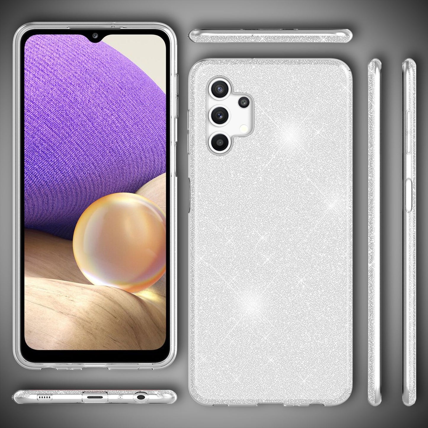 NALIA Glitter Phone Case for Samsung Galaxy A32 5G, Shiny Silicone Cover Case