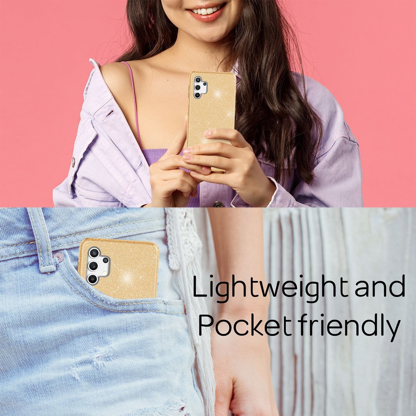 NALIA Glitter Phone Case for Samsung Galaxy A32 5G, Shiny Silicone Cover Case