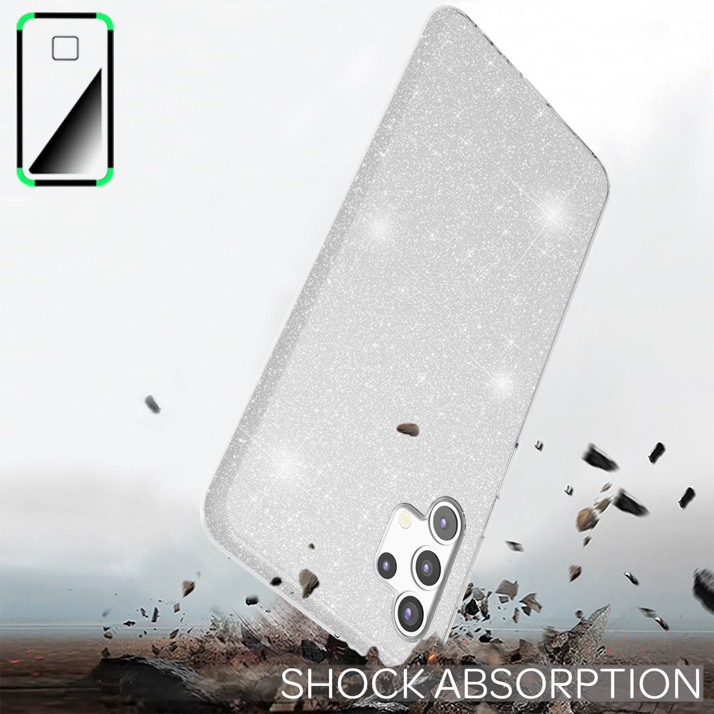 NALIA Glitter Phone Case for Samsung Galaxy A32 5G, Shiny Silicone Cover Case