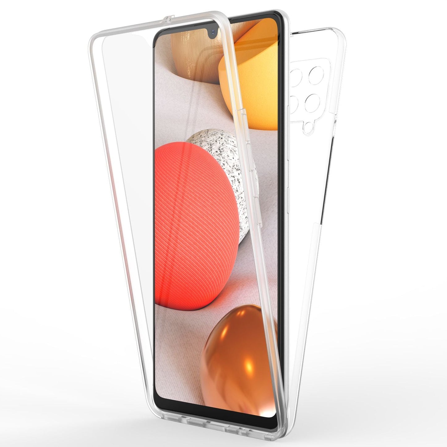 NALIA 360 gráðu símahulstur fyrir Samsung Galaxy A42 5G, gegnsætt hulstur