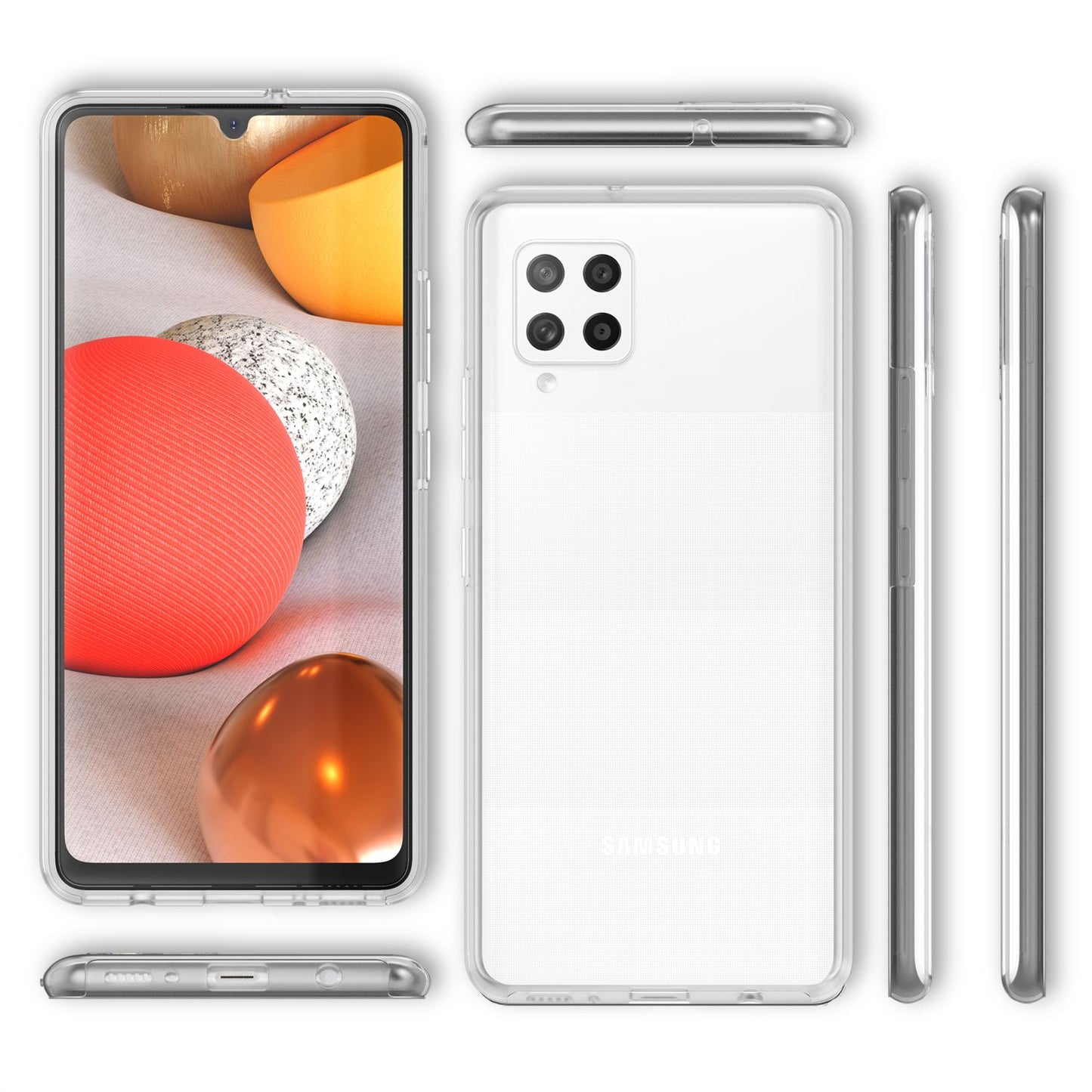 NALIA 360 gráðu símahulstur fyrir Samsung Galaxy A42 5G, gegnsætt hulstur