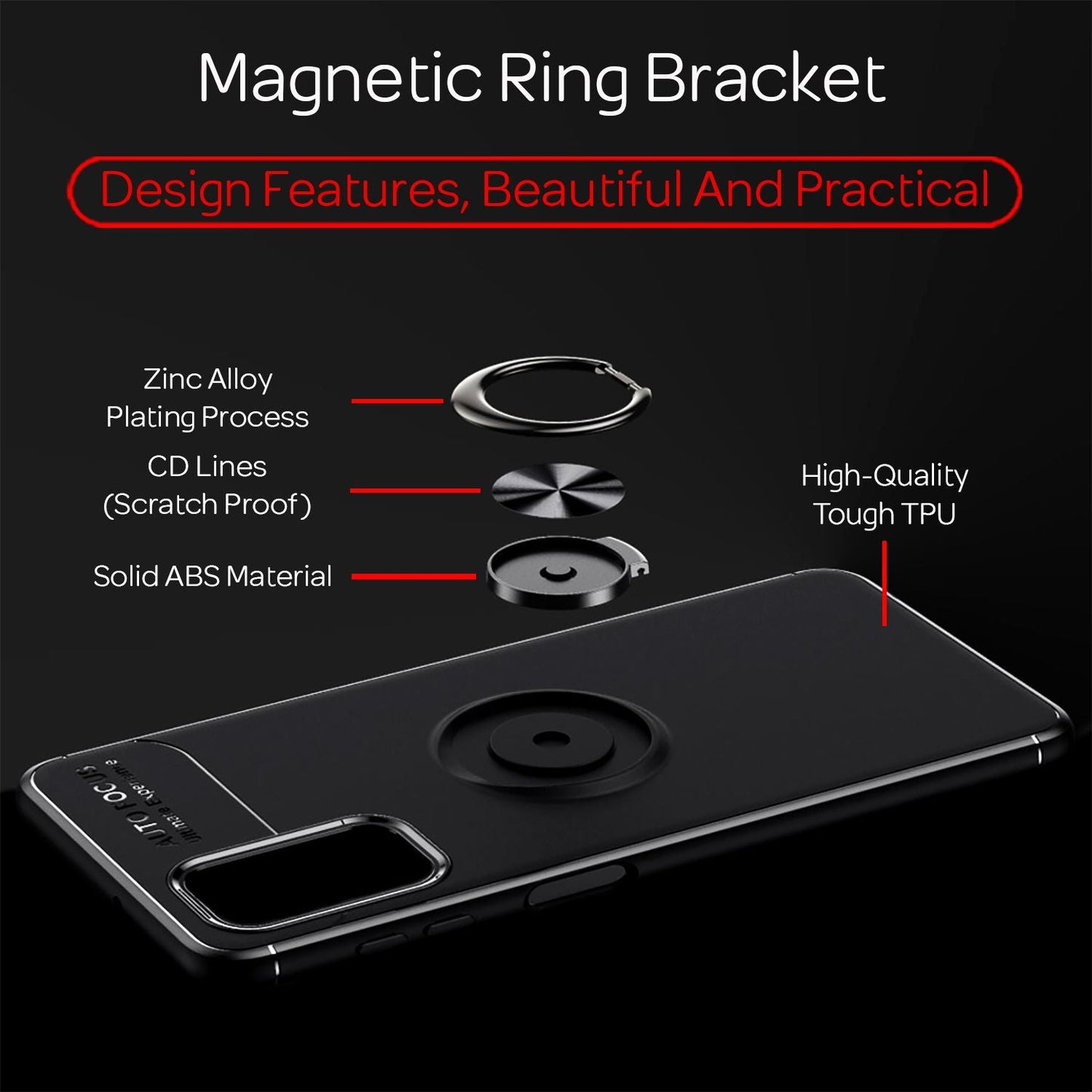 NALIA Ring símahulstur fyrir Samsung Galaxy A32 5G, sílikonhulstur 360 gráðu festing