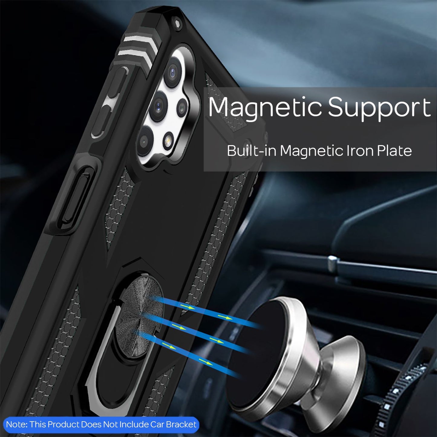 NALIA Ring símahulstur fyrir Samsung Galaxy A32 5G, hulstur með 360° fingurfestingu