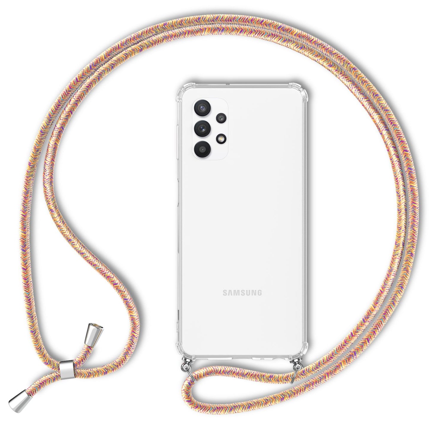 NALIA símahulstur með keðju fyrir Samsung Galaxy A32 5G, gegnsætt hlífðarhulstur