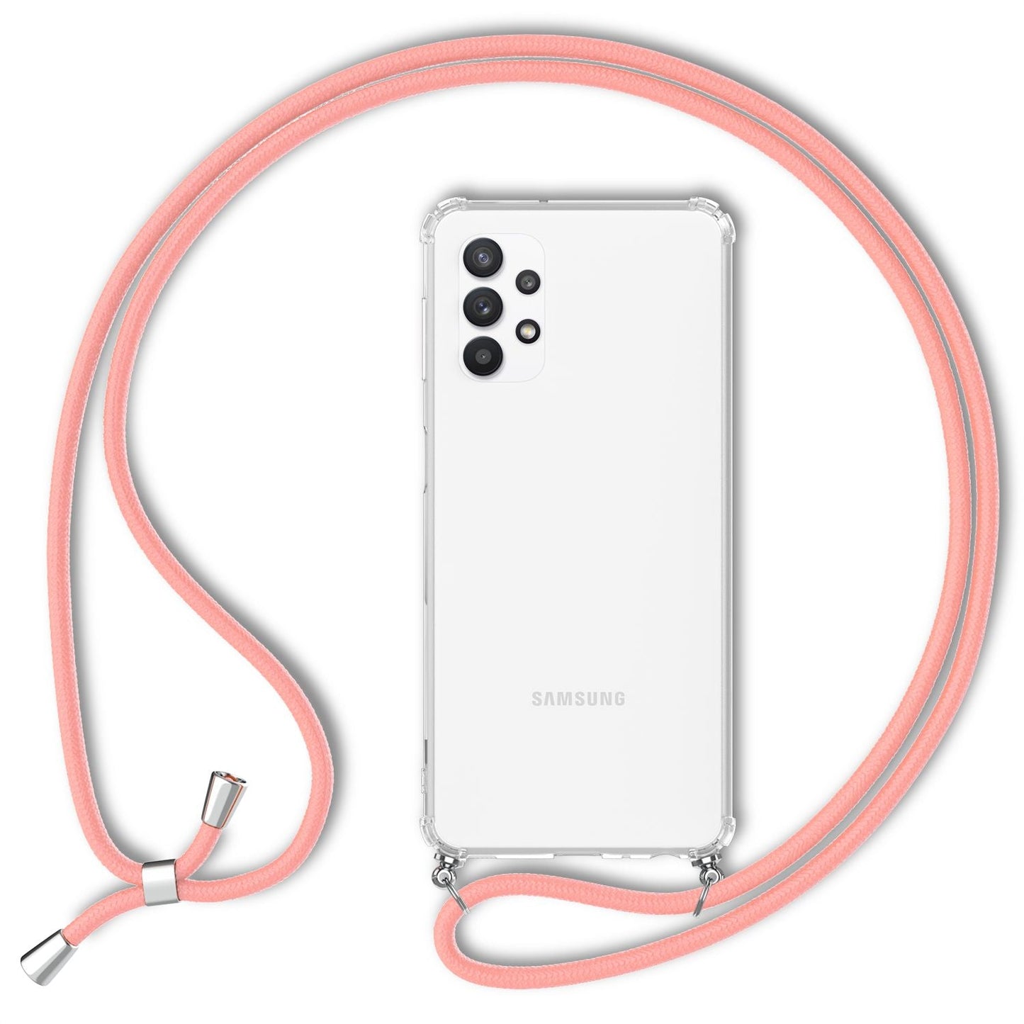 NALIA símahulstur með keðju fyrir Samsung Galaxy A32 5G, gegnsætt hlífðarhulstur