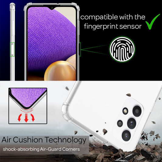 NALIA símahulstur með keðju fyrir Samsung Galaxy A32 5G, gegnsætt hlífðarhulstur