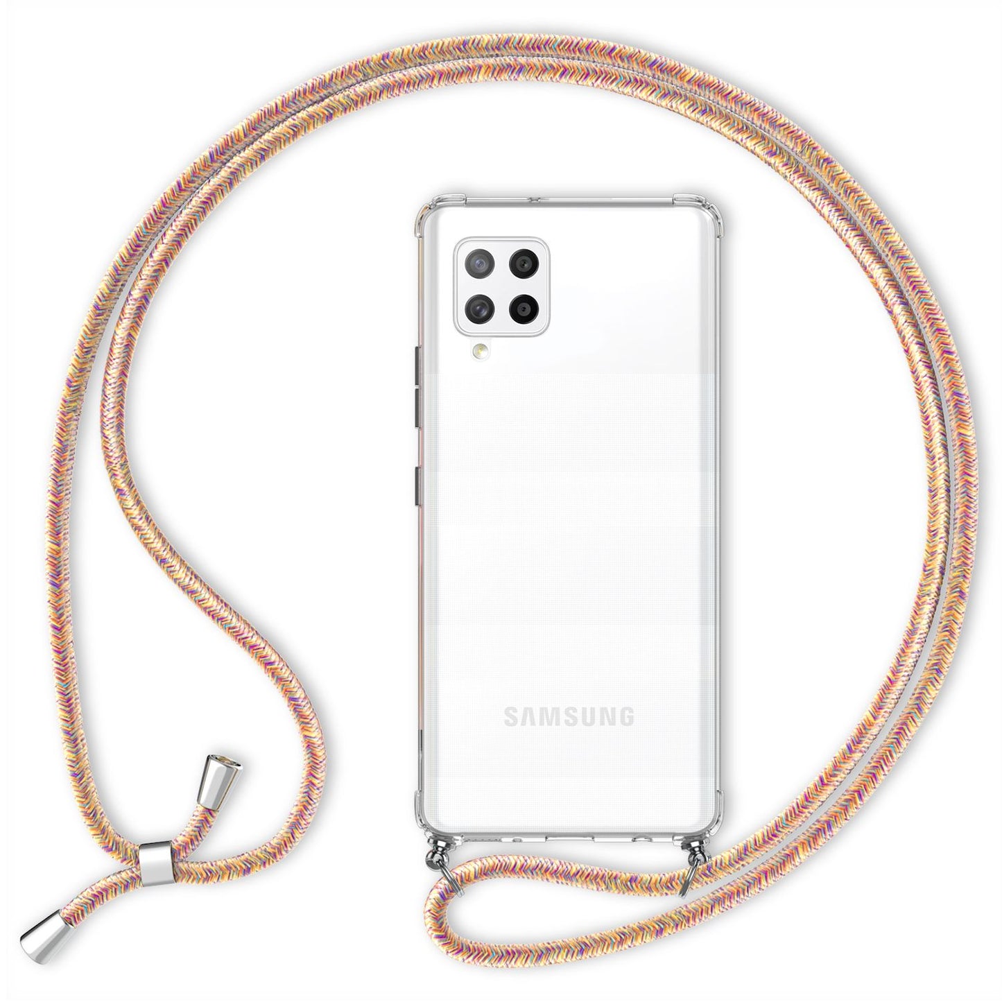 NALIA Phone Case with Chain for Samsung Galaxy A42 5G, Transparent Cover Case