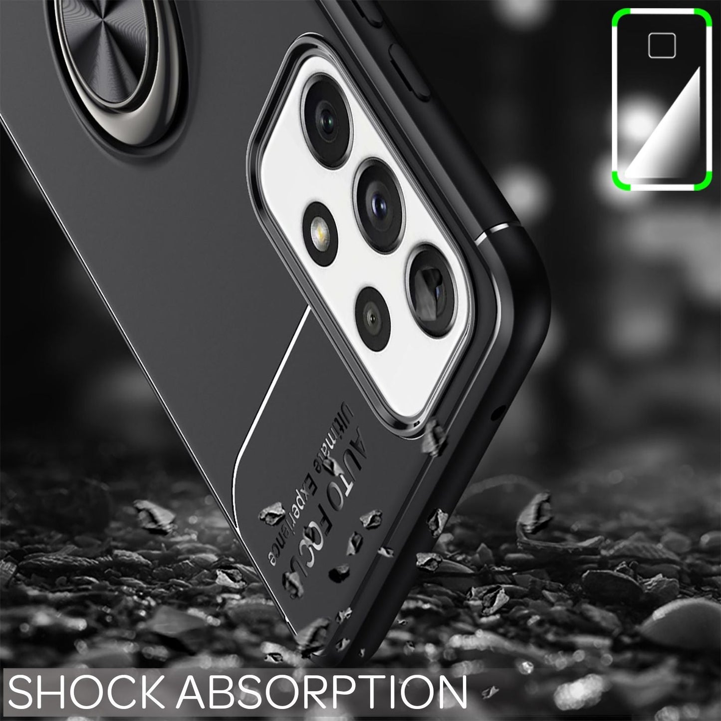 NALIA Ring símahulstur fyrir Samsung Galaxy A72, sílikonhlífðarpoki