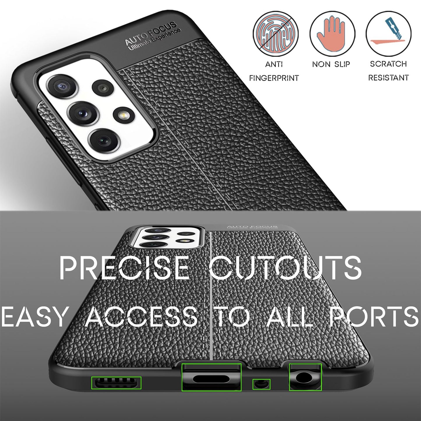 NALIA Design Case für Samsung Galaxy A72, Leder Look Handyhülle Silikon Cover