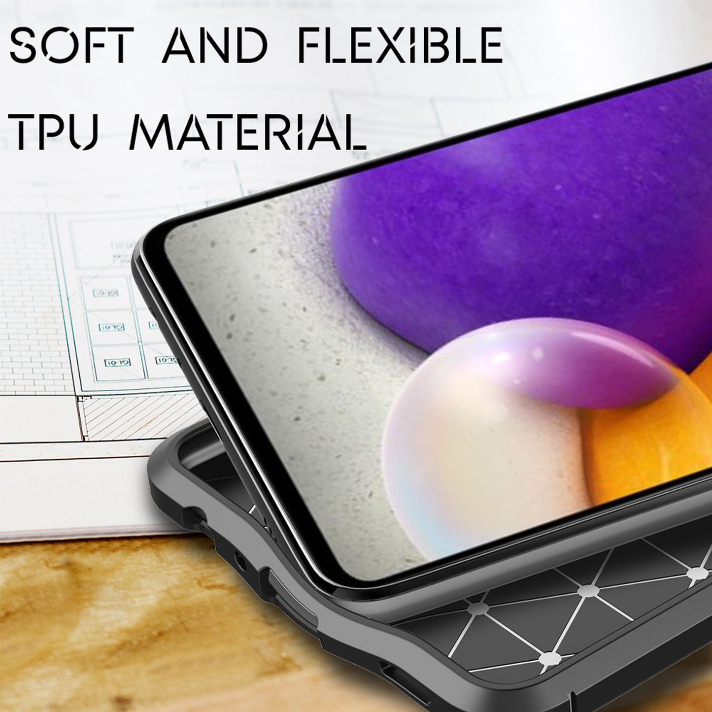 NALIA Design Case für Samsung Galaxy A72, Leder Look Handyhülle Silikon Cover