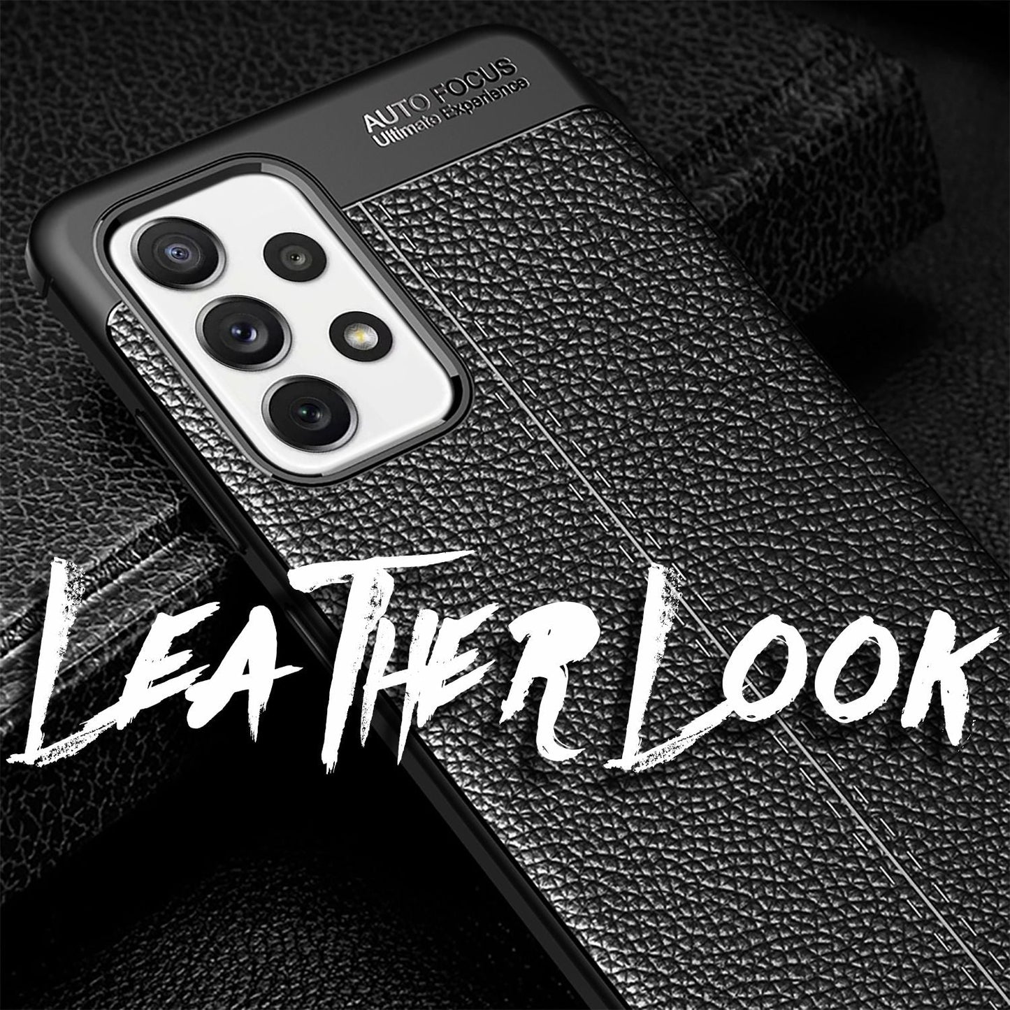 NALIA Design Case für Samsung Galaxy A72, Leder Look Handyhülle Silikon Cover