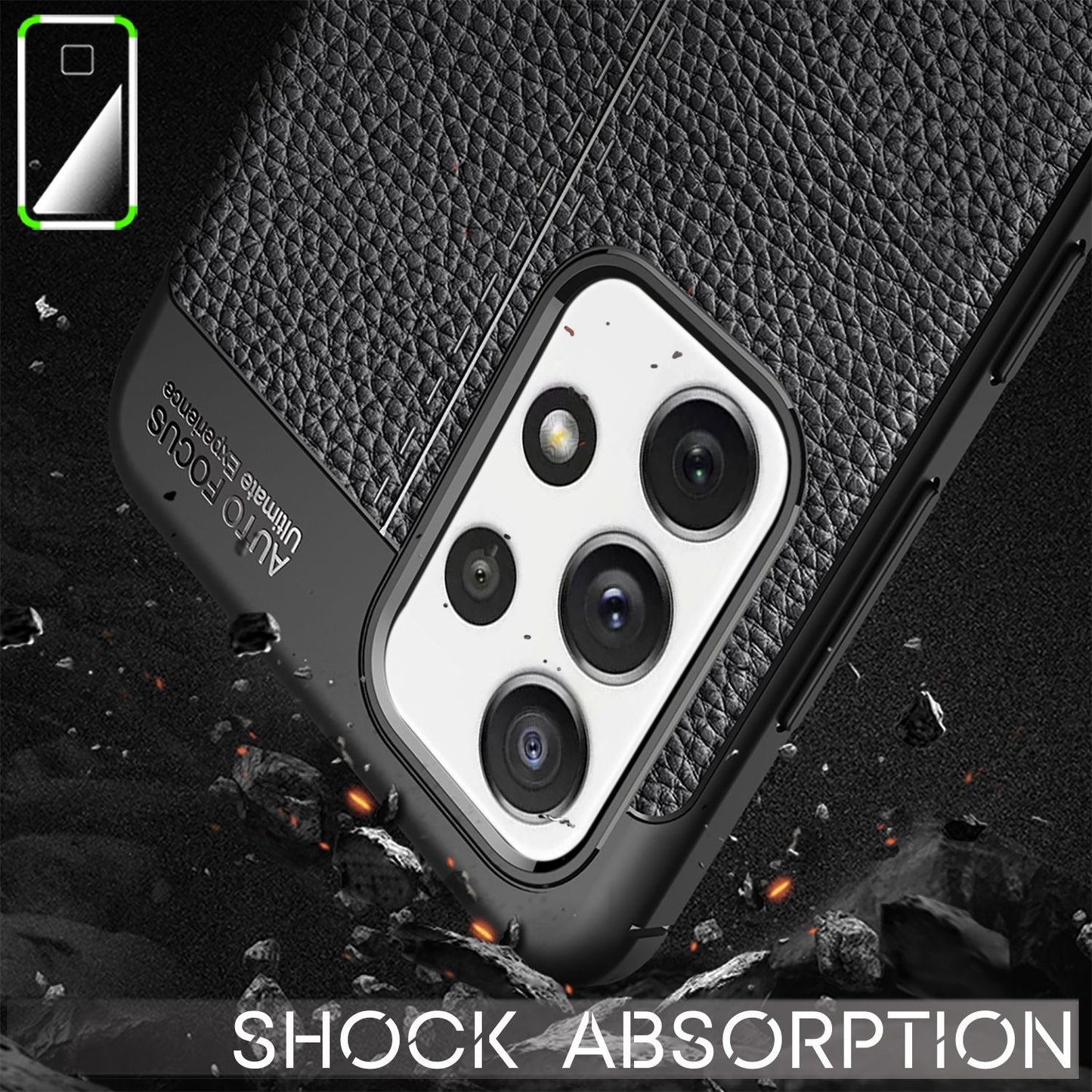 NALIA Design Case für Samsung Galaxy A72, Leder Look Handyhülle Silikon Cover