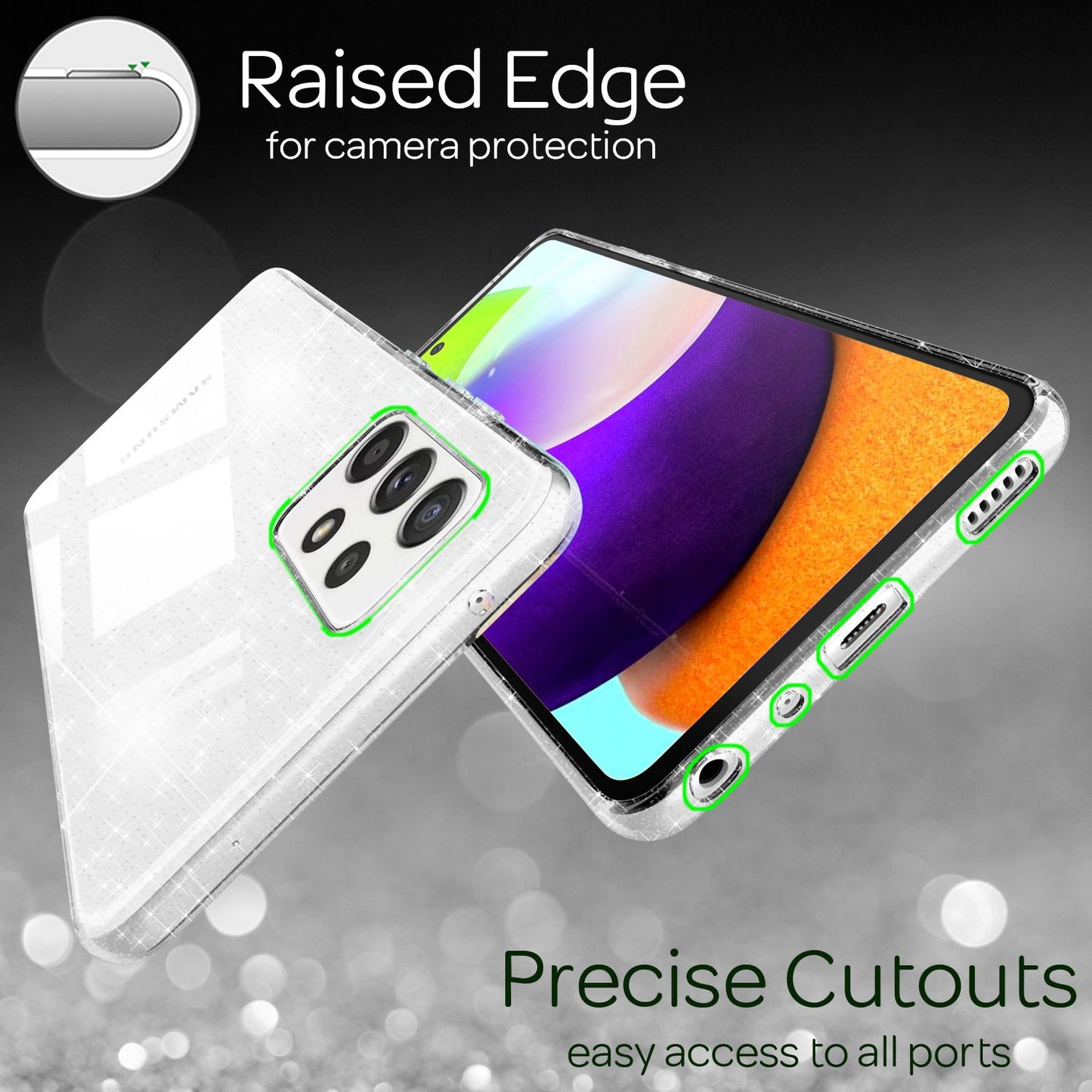 NALIA Glitzer Handy Hülle für Samsung Galaxy A52 5G / A52 / A52s 5G Transparent