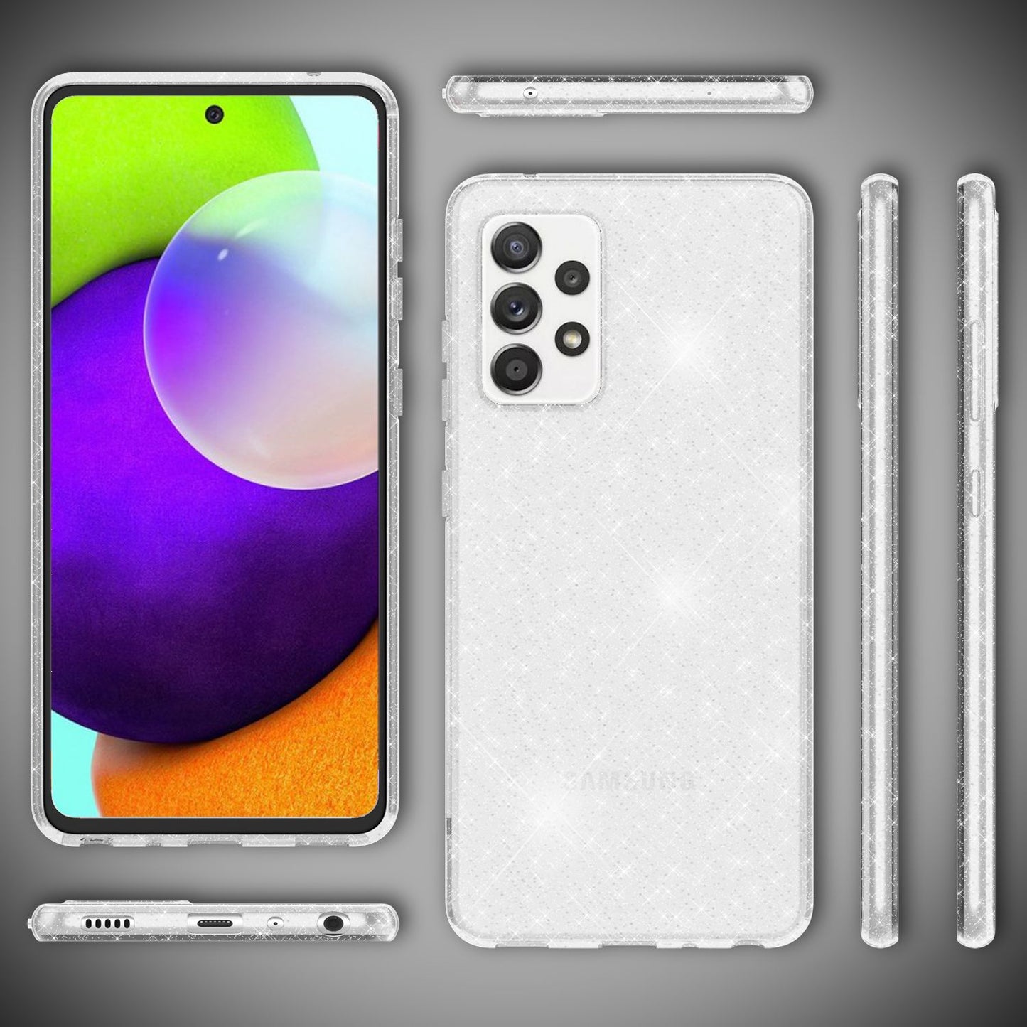 NALIA Glitzer Handy Hülle für Samsung Galaxy A52 5G / A52 / A52s 5G Transparent