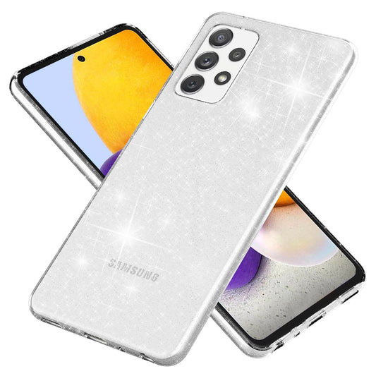 NALIA Glitter Phone Case for Samsung Galaxy A72, Transparent Silicone Case Cover