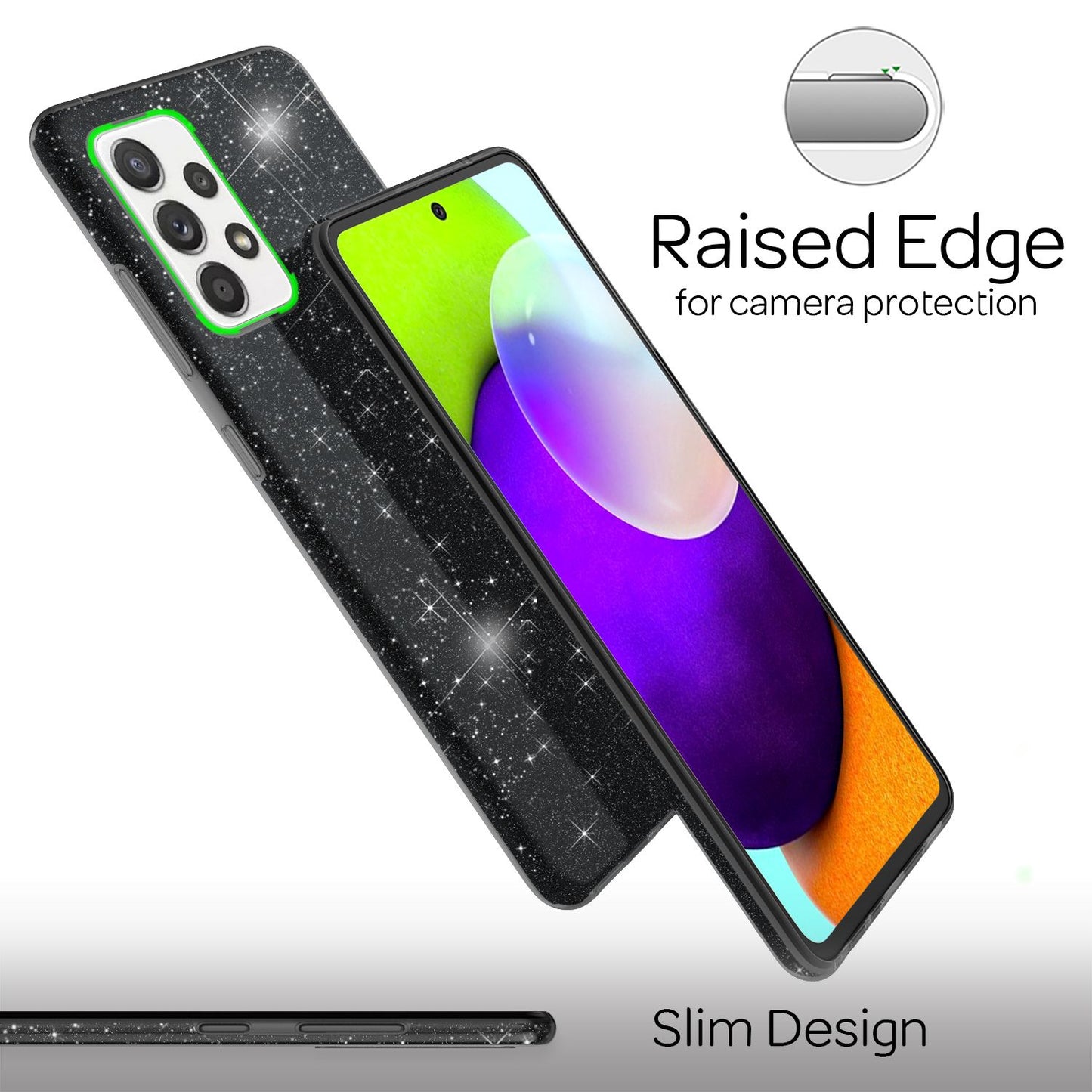 NALIA Glitzer Handy Hülle für Samsung Galaxy A52 5G / A52 / A52s 5G, Cover Case