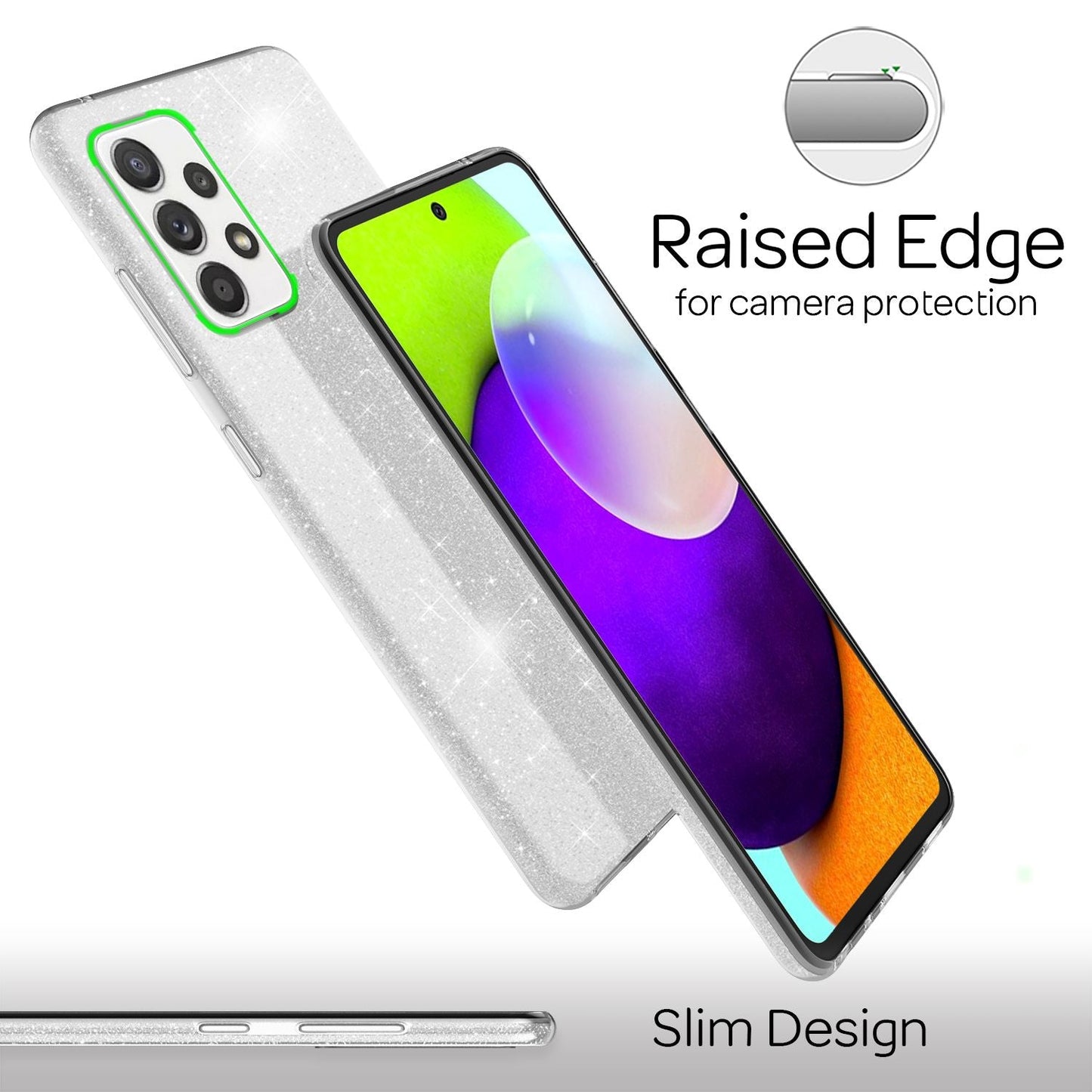 NALIA Glitzer Handy Hülle für Samsung Galaxy A52 5G / A52 / A52s 5G, Cover Case