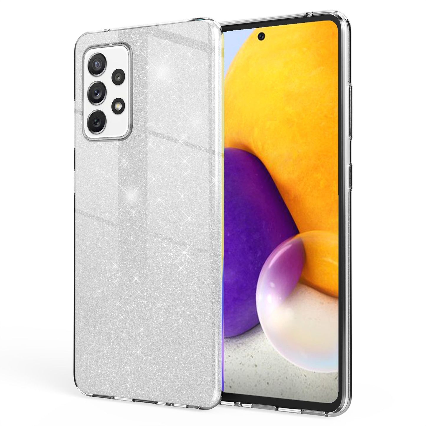 NALIA Glitzer Handy Hülle für Samsung Galaxy A72, Bling Cover Case Glitter Etui
