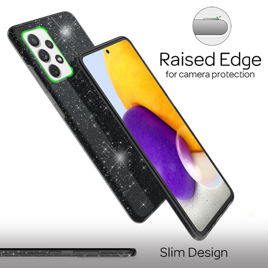 NALIA Glitzer Handy Hülle für Samsung Galaxy A72, Bling Cover Case Glitter Etui