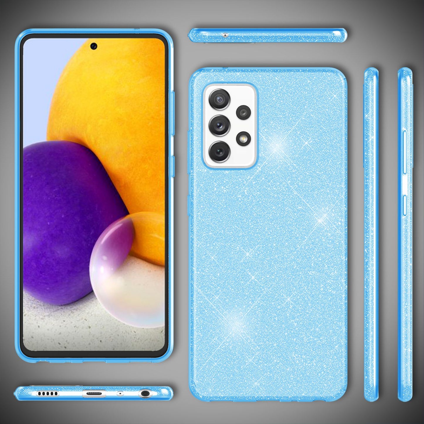NALIA Glitzer Handy Hülle für Samsung Galaxy A72, Bling Cover Case Glitter Etui