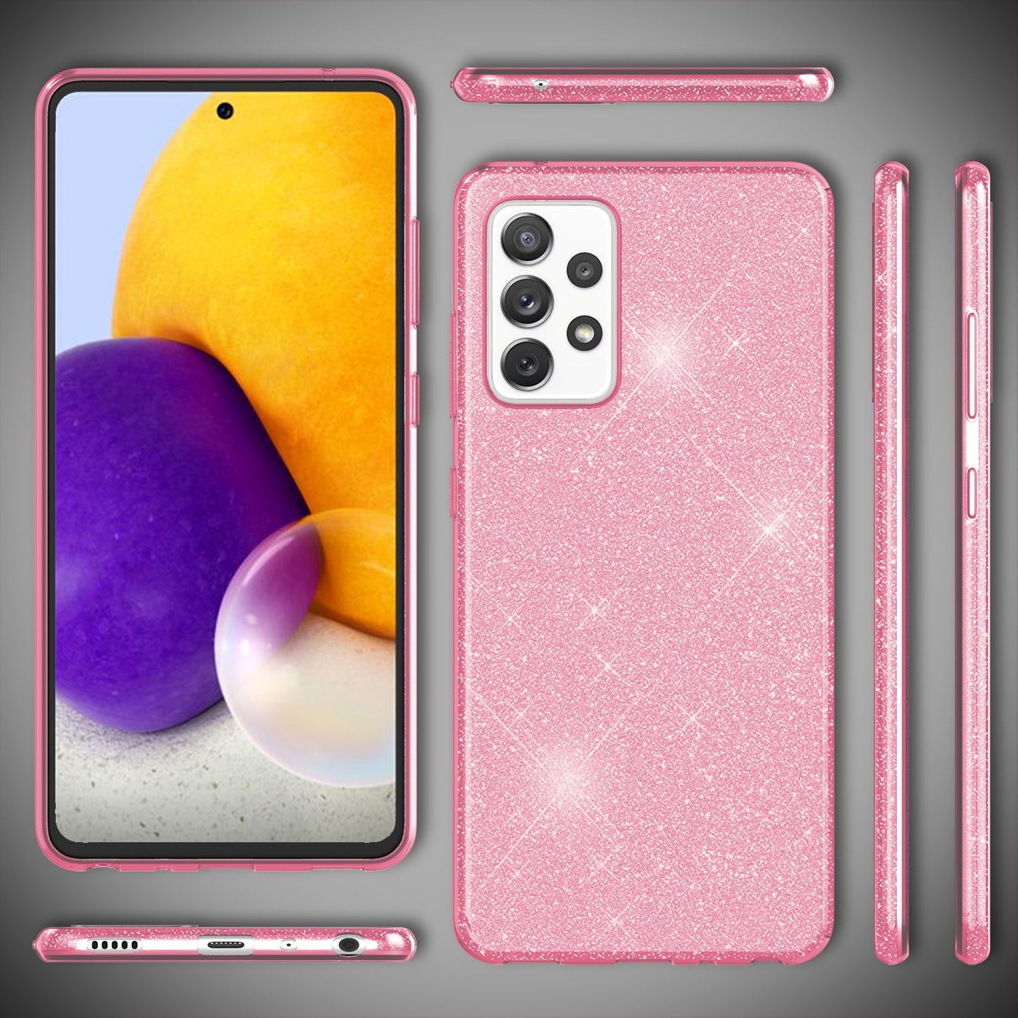 NALIA Glitzer Handy Hülle für Samsung Galaxy A72, Bling Cover Case Glitter Etui