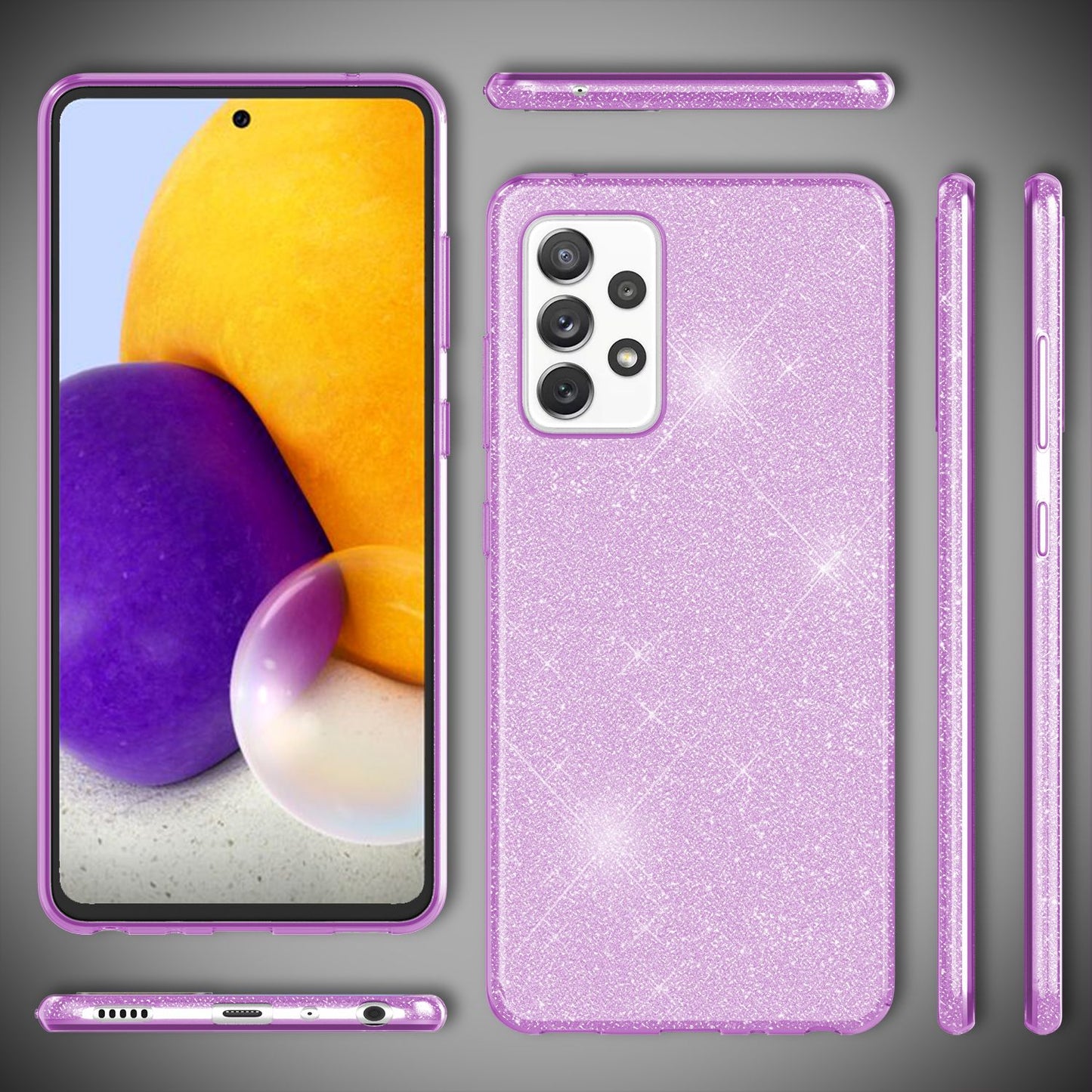 NALIA Glitzer Handy Hülle für Samsung Galaxy A72, Bling Cover Case Glitter Etui