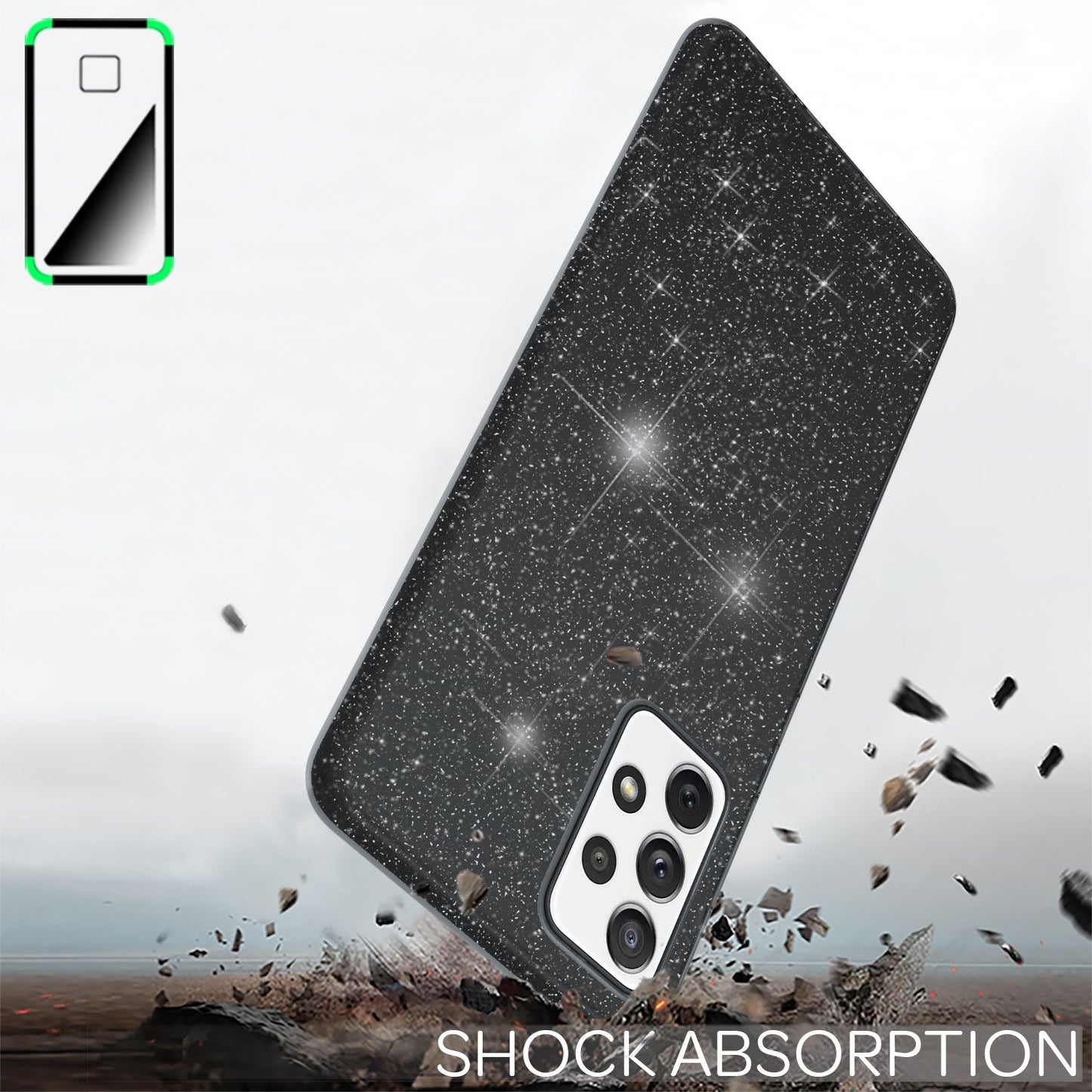 NALIA Glitzer Handy Hülle für Samsung Galaxy A72, Bling Cover Case Glitter Etui