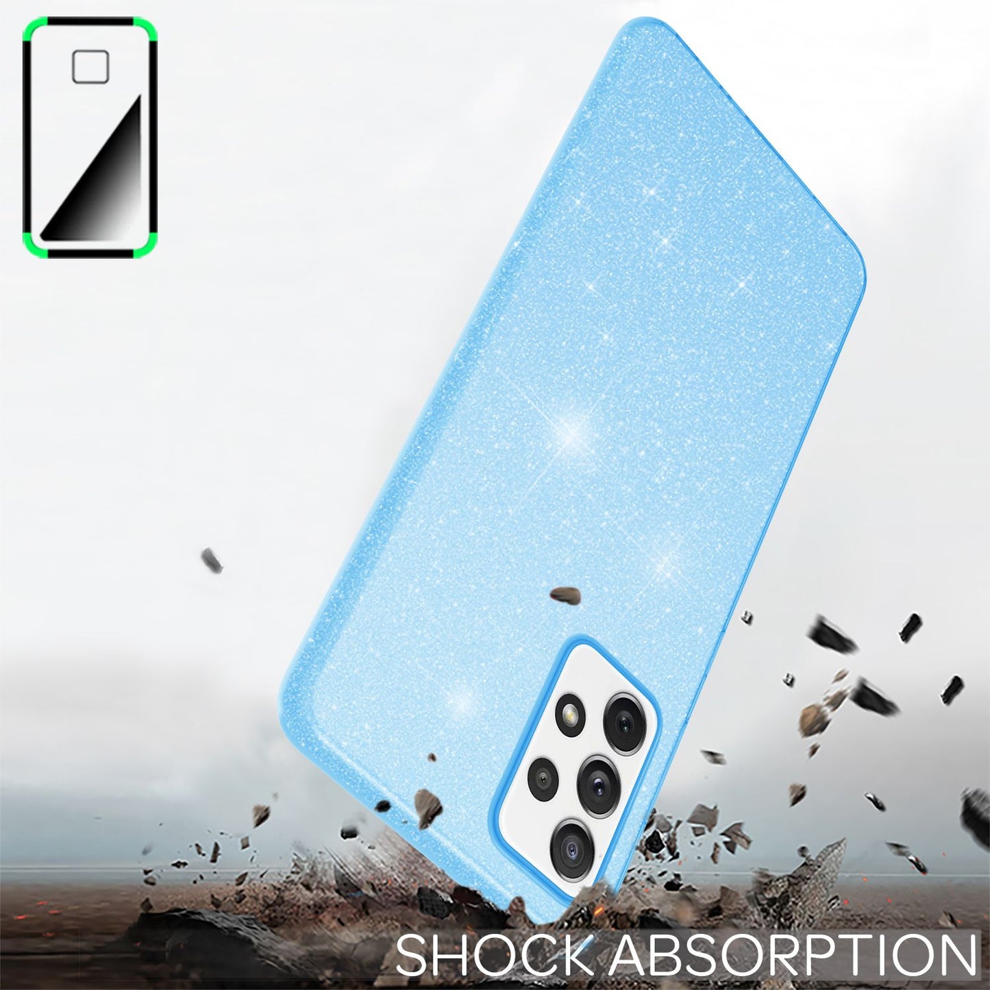 NALIA Glitzer Handy Hülle für Samsung Galaxy A72, Bling Cover Case Glitter Etui