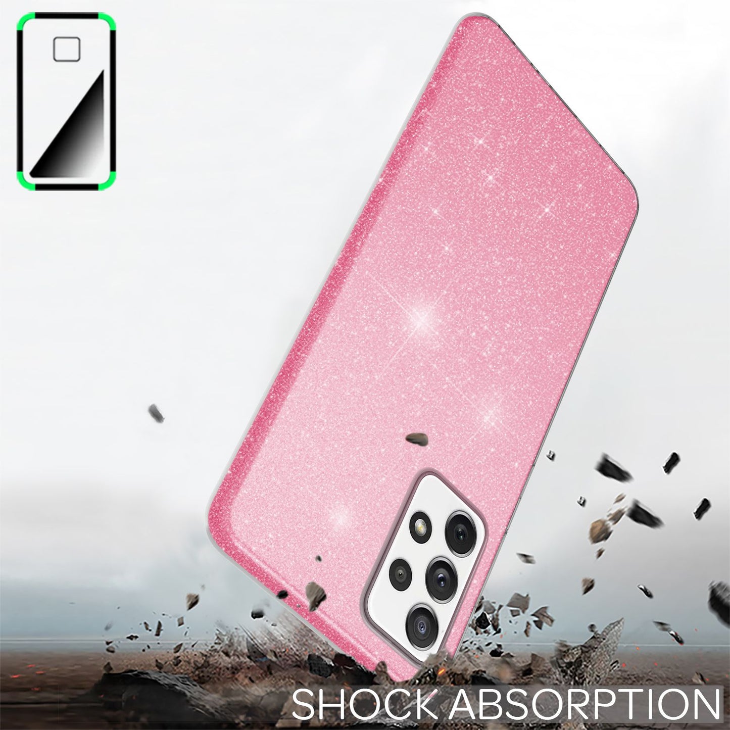 NALIA Glitzer Handy Hülle für Samsung Galaxy A72, Bling Cover Case Glitter Etui