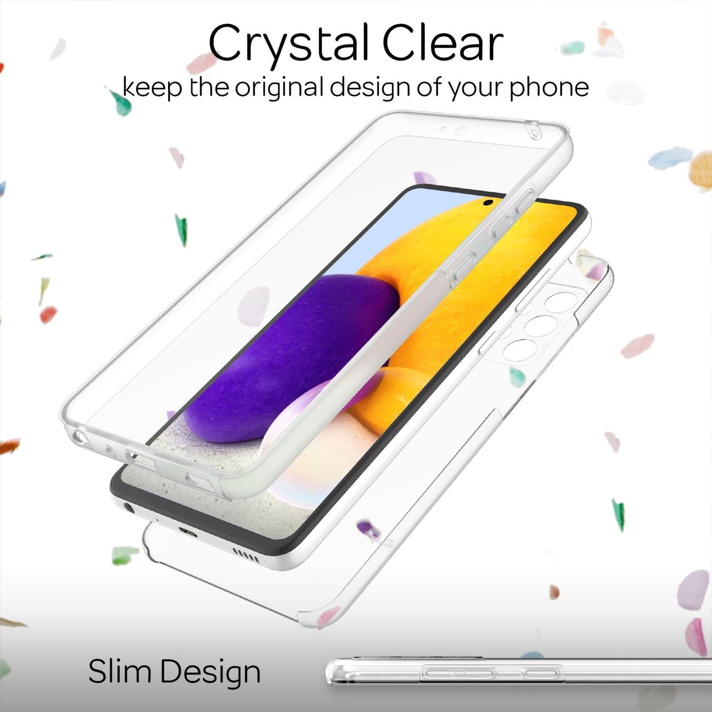 NALIA 360 Grad Handy Hülle für Samsung Galaxy A72, Transparent Full Cover Case