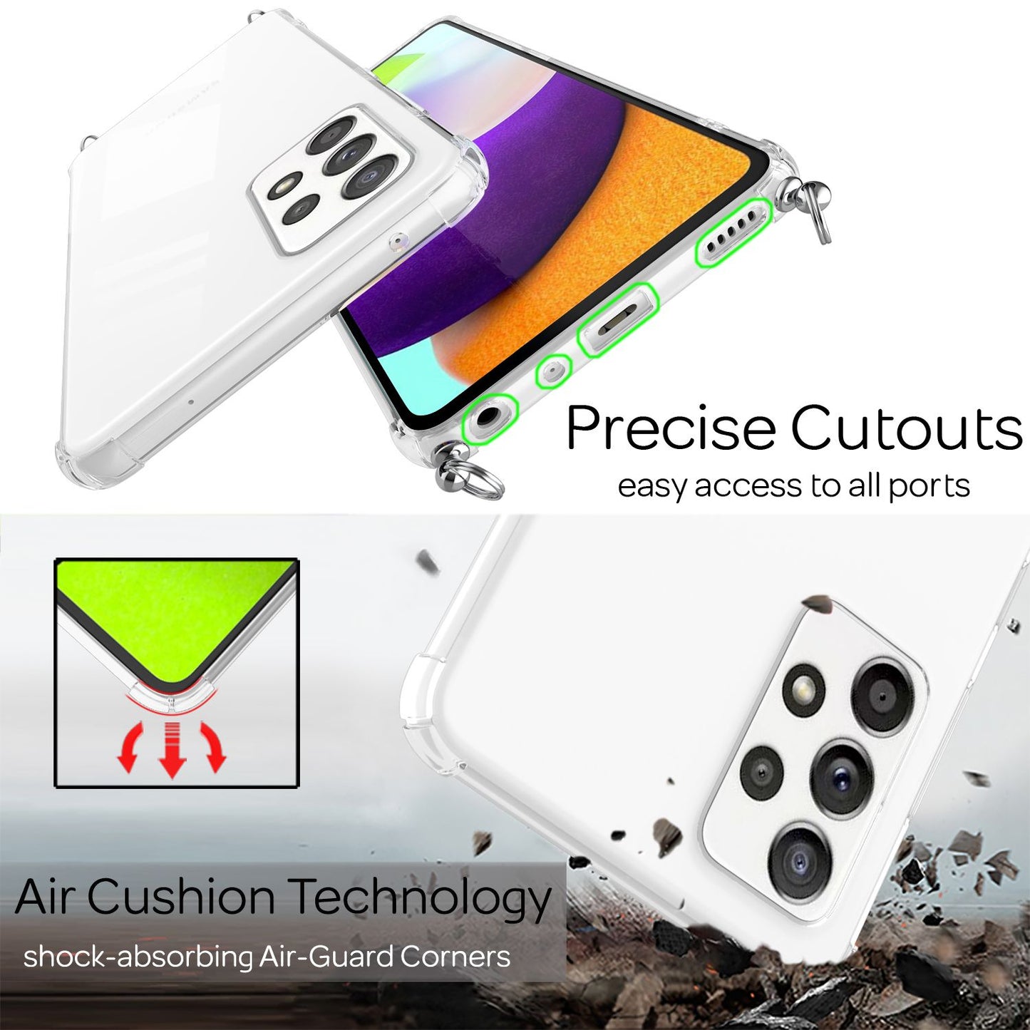 NALIA símahulstur með keðju fyrir Samsung Galaxy A52 5G / A52 / A52s 5G