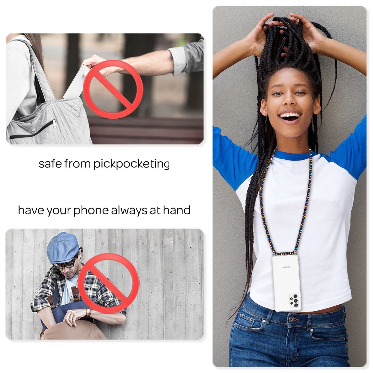 NALIA símahulstur með keðju fyrir Samsung Galaxy A52 5G / A52 / A52s 5G