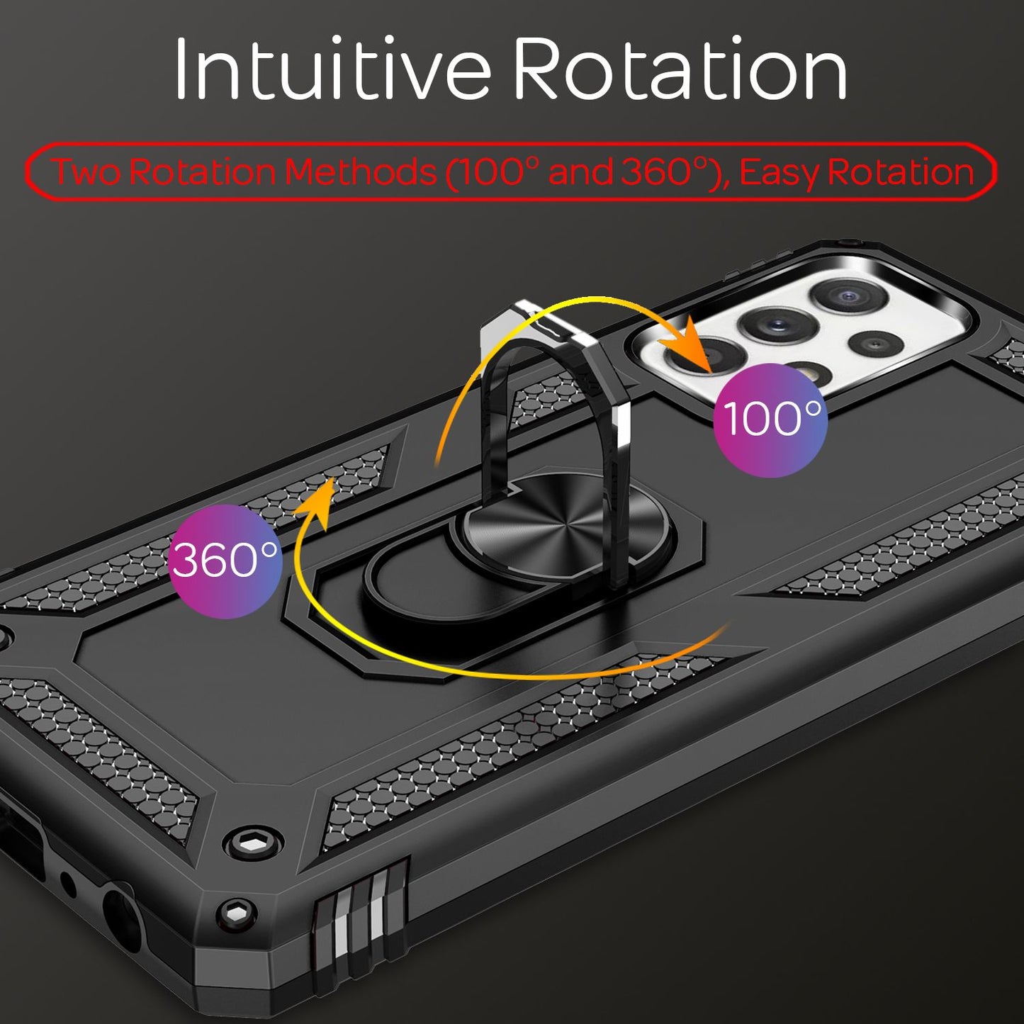 NALIA Ring símahulstur fyrir Samsung Galaxy A52 5G / A52 / A52s 5G, standhulstur