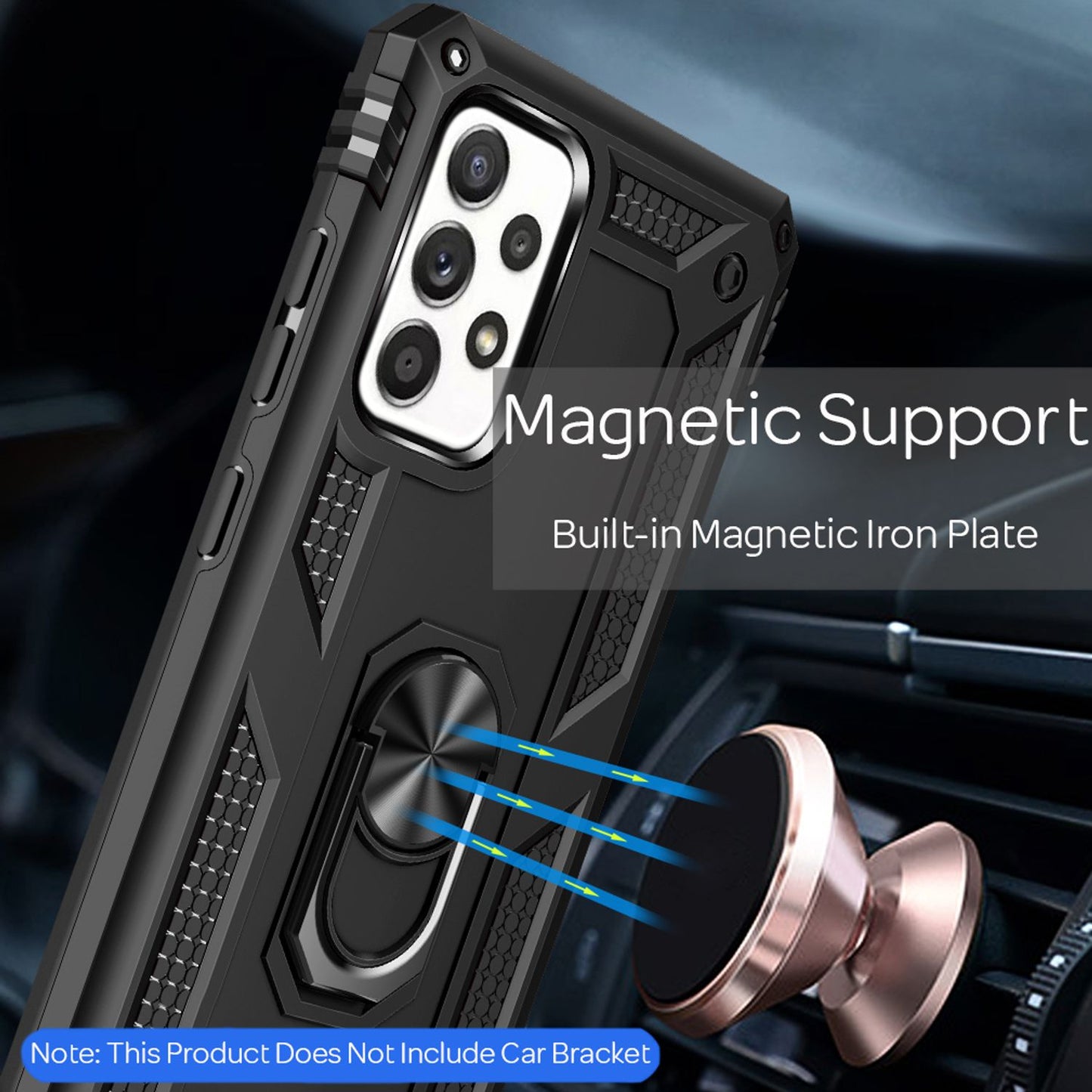 NALIA Ring símahulstur fyrir Samsung Galaxy A52 5G / A52 / A52s 5G, standhulstur