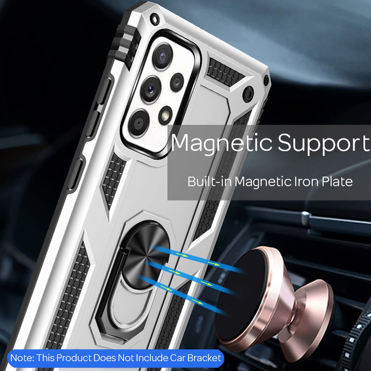 NALIA Ring símahulstur fyrir Samsung Galaxy A52 5G / A52 / A52s 5G, standhulstur