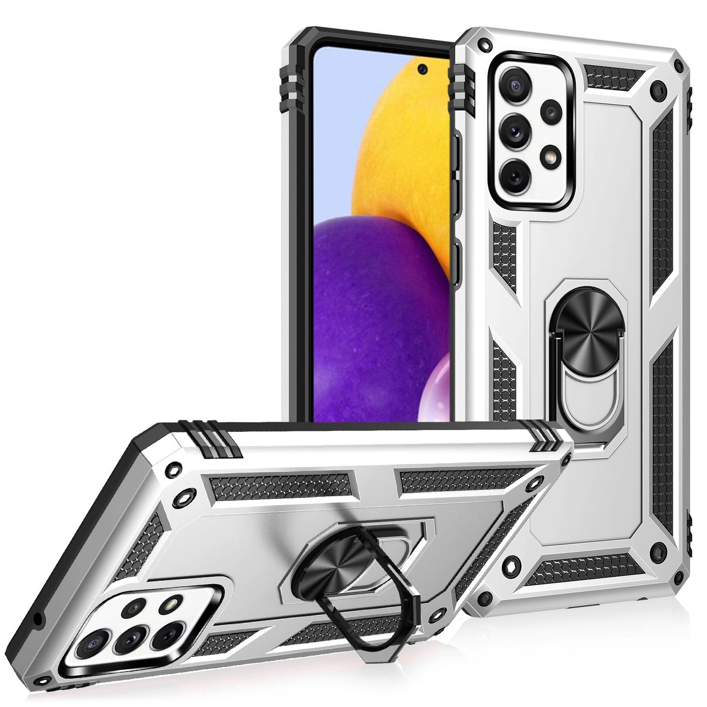 NALIA Ring símahulstur fyrir Samsung Galaxy A72, sílikonhulstur og hart hulstur, rispuþolið