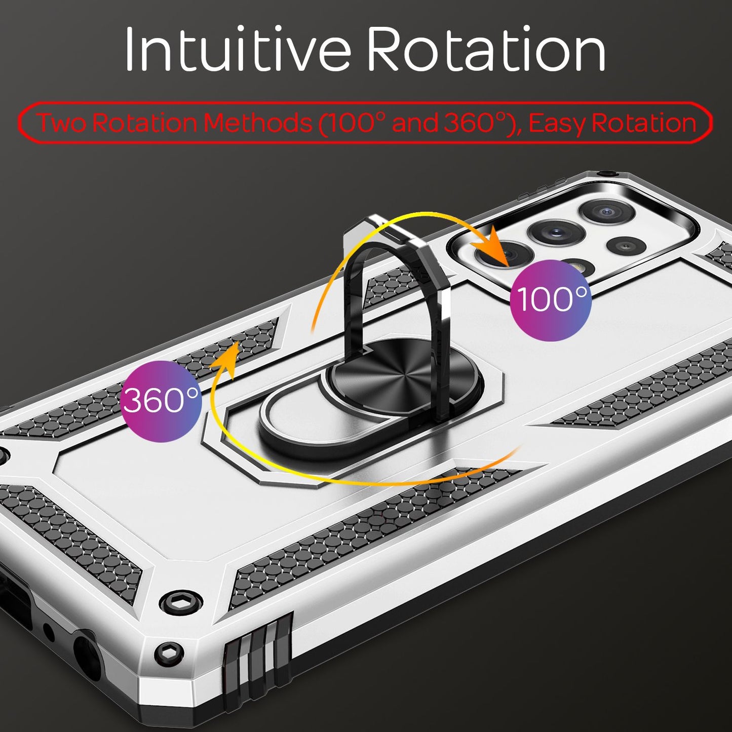 NALIA Ring símahulstur fyrir Samsung Galaxy A72, sílikonhulstur og hart hulstur, rispuþolið