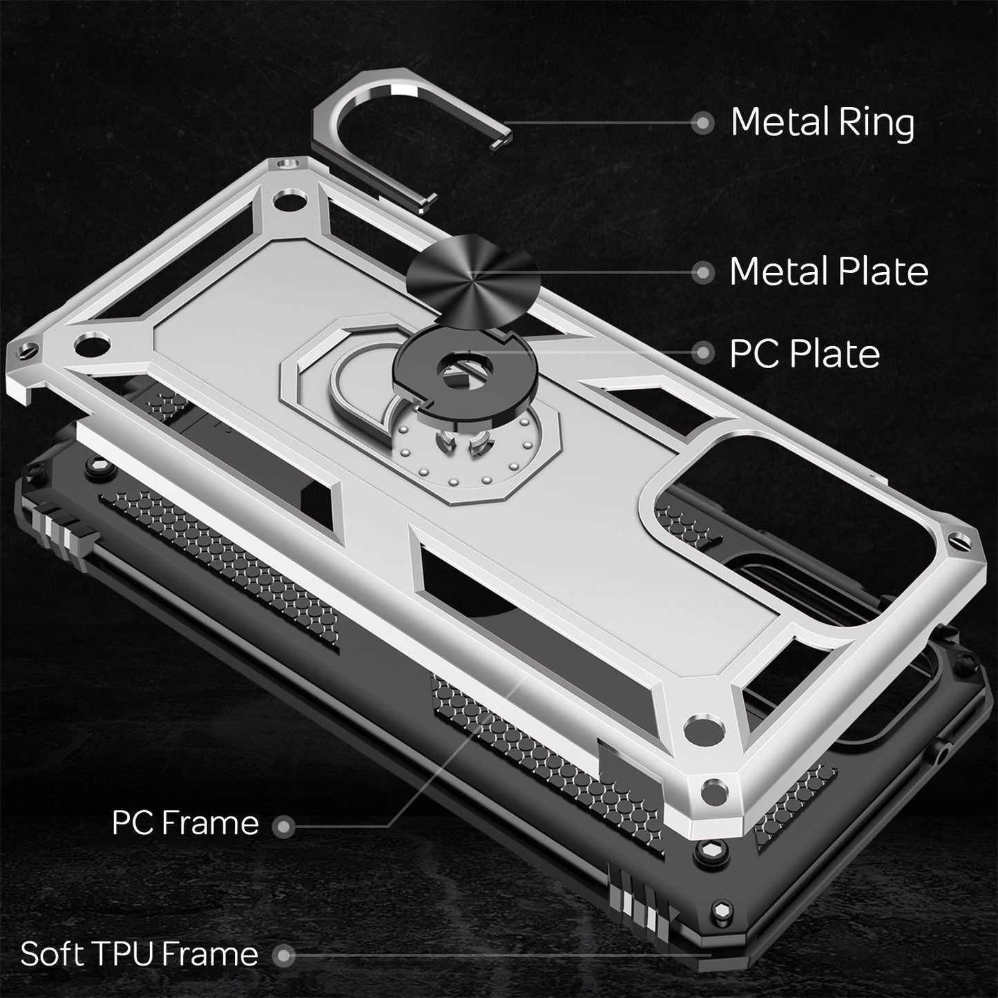 NALIA Ring símahulstur fyrir Samsung Galaxy A72, sílikonhulstur og hart hulstur, rispuþolið