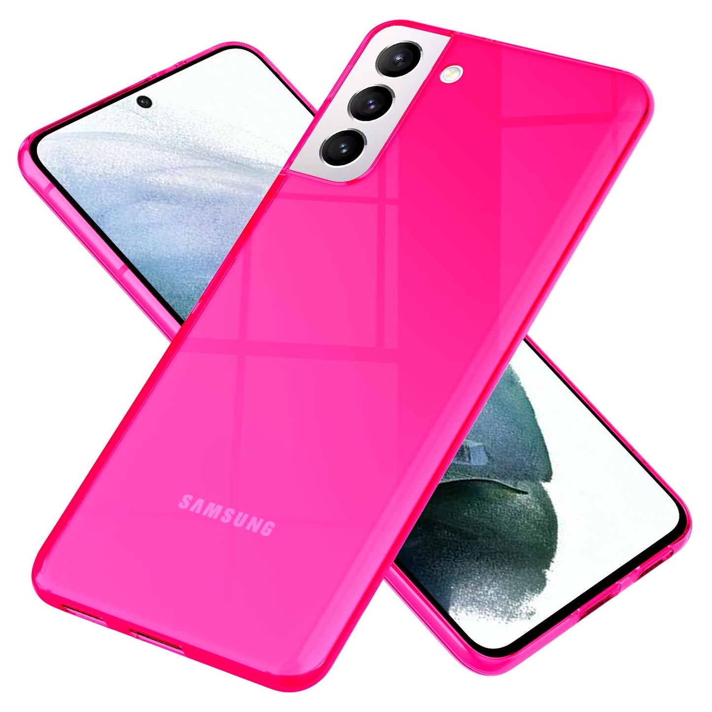 NALIA Neon Phone Case for Samsung Galaxy S21, Transparent Silicone Case Cover