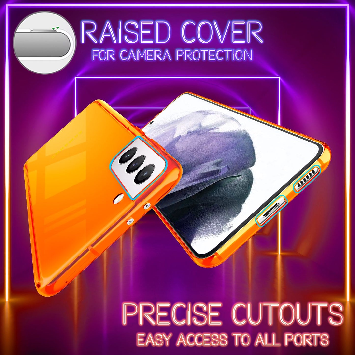 NALIA Neon símahulstur fyrir Samsung Galaxy S21+, gegnsætt sílikonhulstur