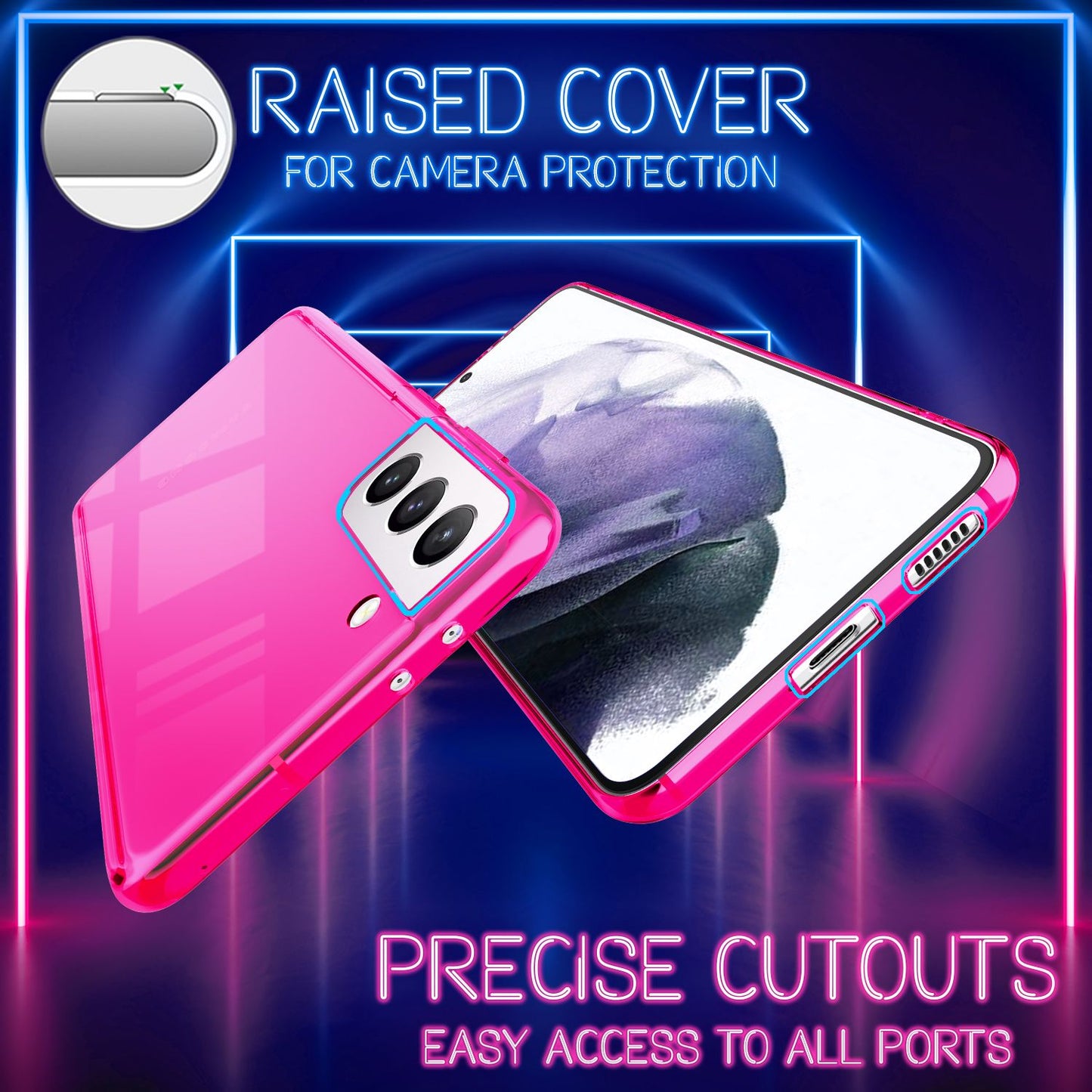 NALIA Neon símahulstur fyrir Samsung Galaxy S21+, gegnsætt sílikonhulstur