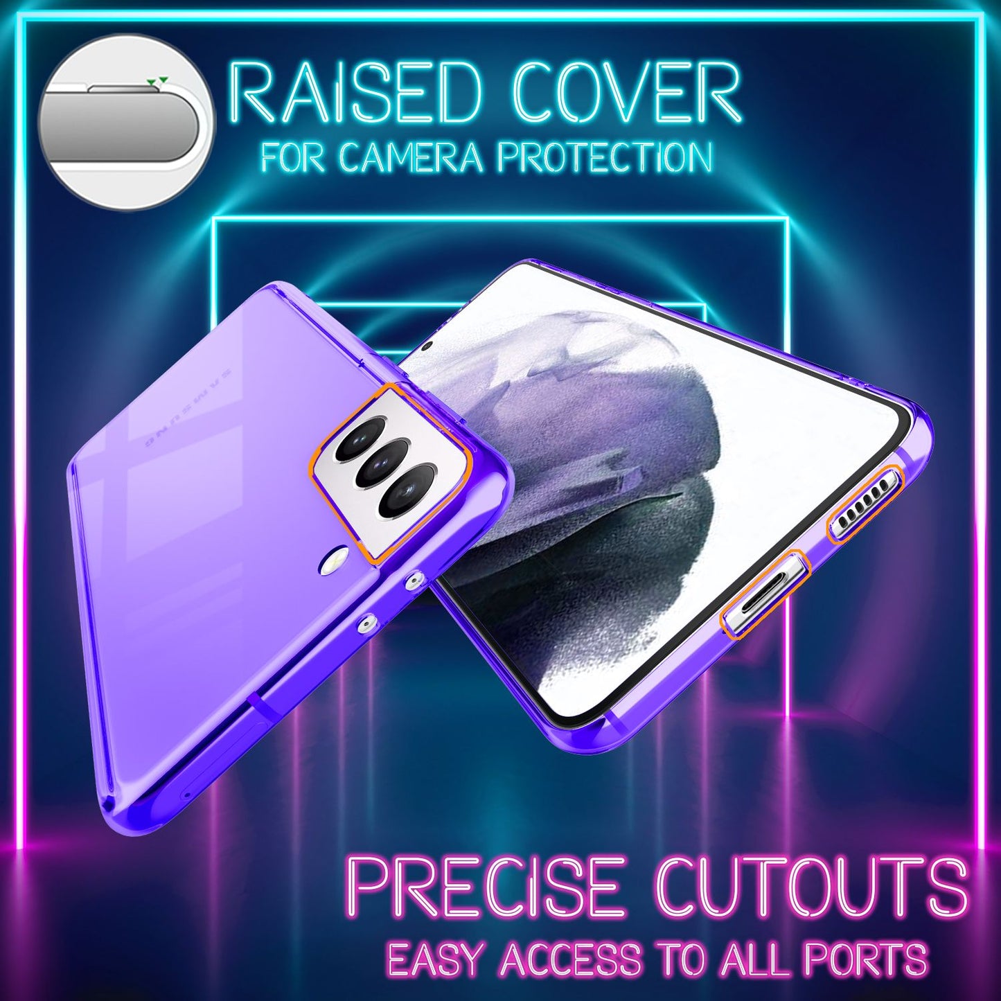 NALIA Neon símahulstur fyrir Samsung Galaxy S21+, gegnsætt sílikonhulstur