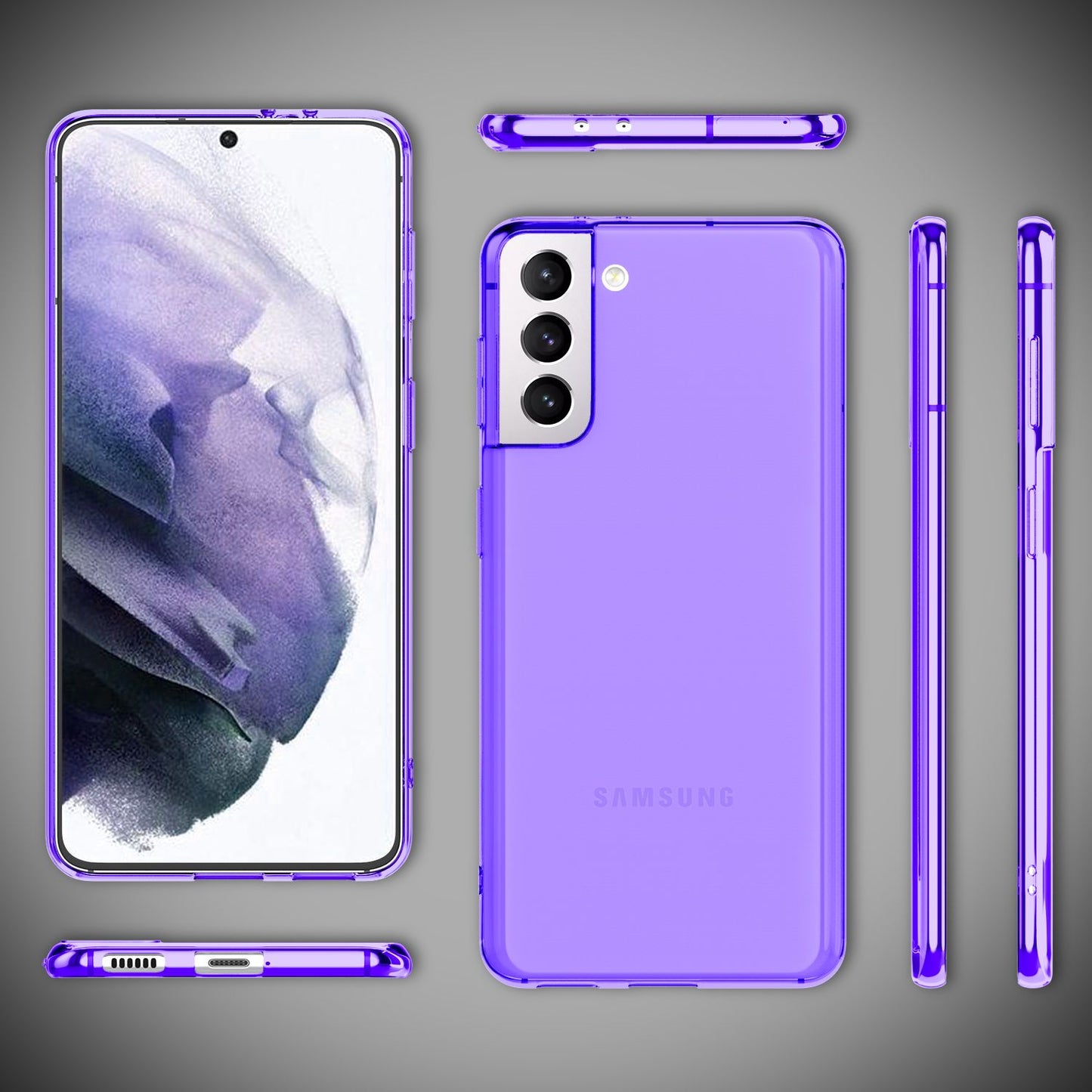 NALIA Neon símahulstur fyrir Samsung Galaxy S21+, gegnsætt sílikonhulstur