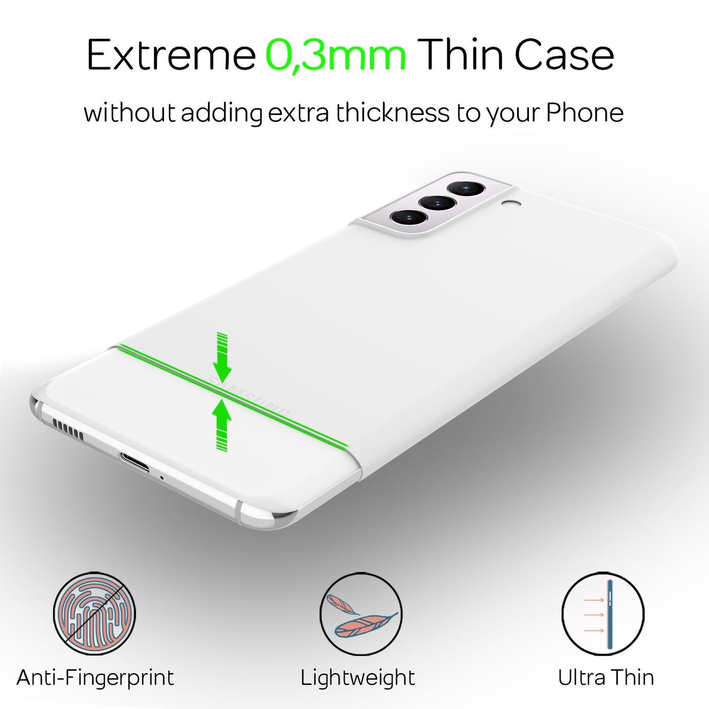 NALIA Extra Thin Hard Case fyrir Samsung Galaxy S21, Ultra Thin Símahulstur