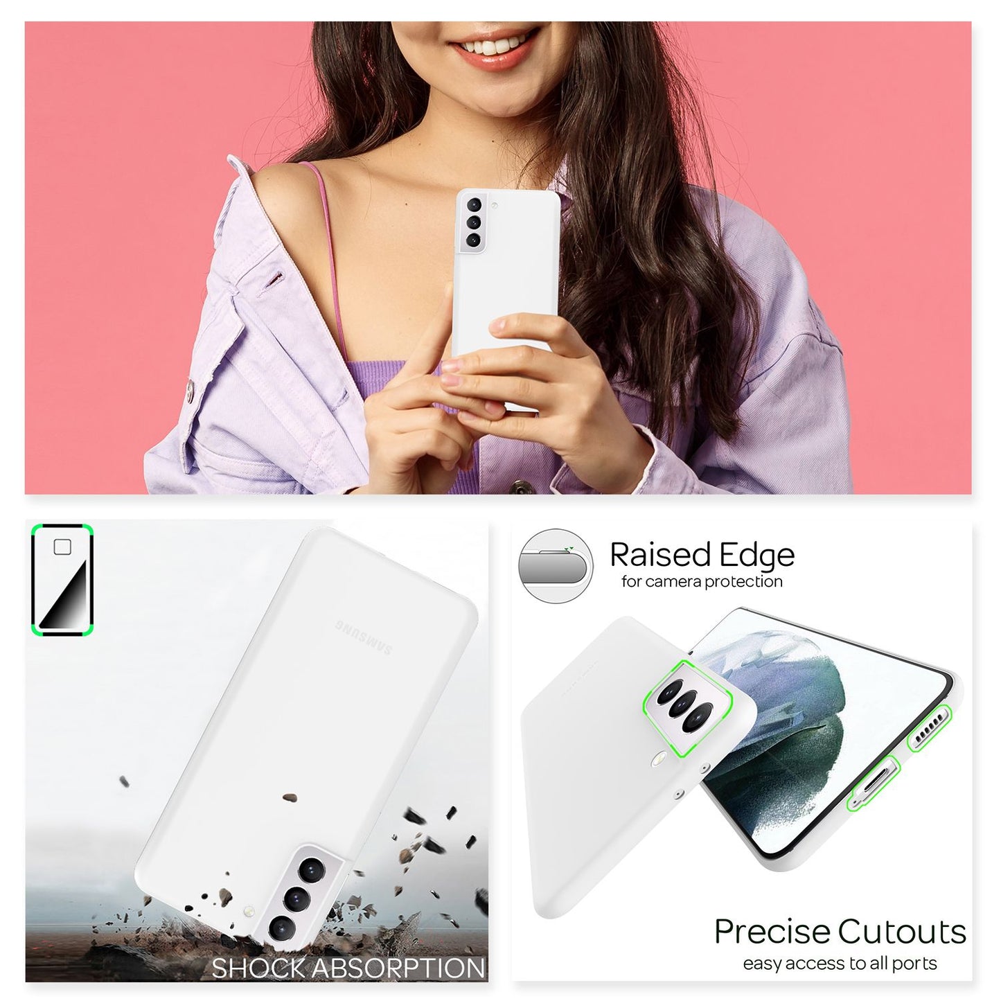 NALIA Extra Thin Hard Case fyrir Samsung Galaxy S21, Ultra Thin Símahulstur