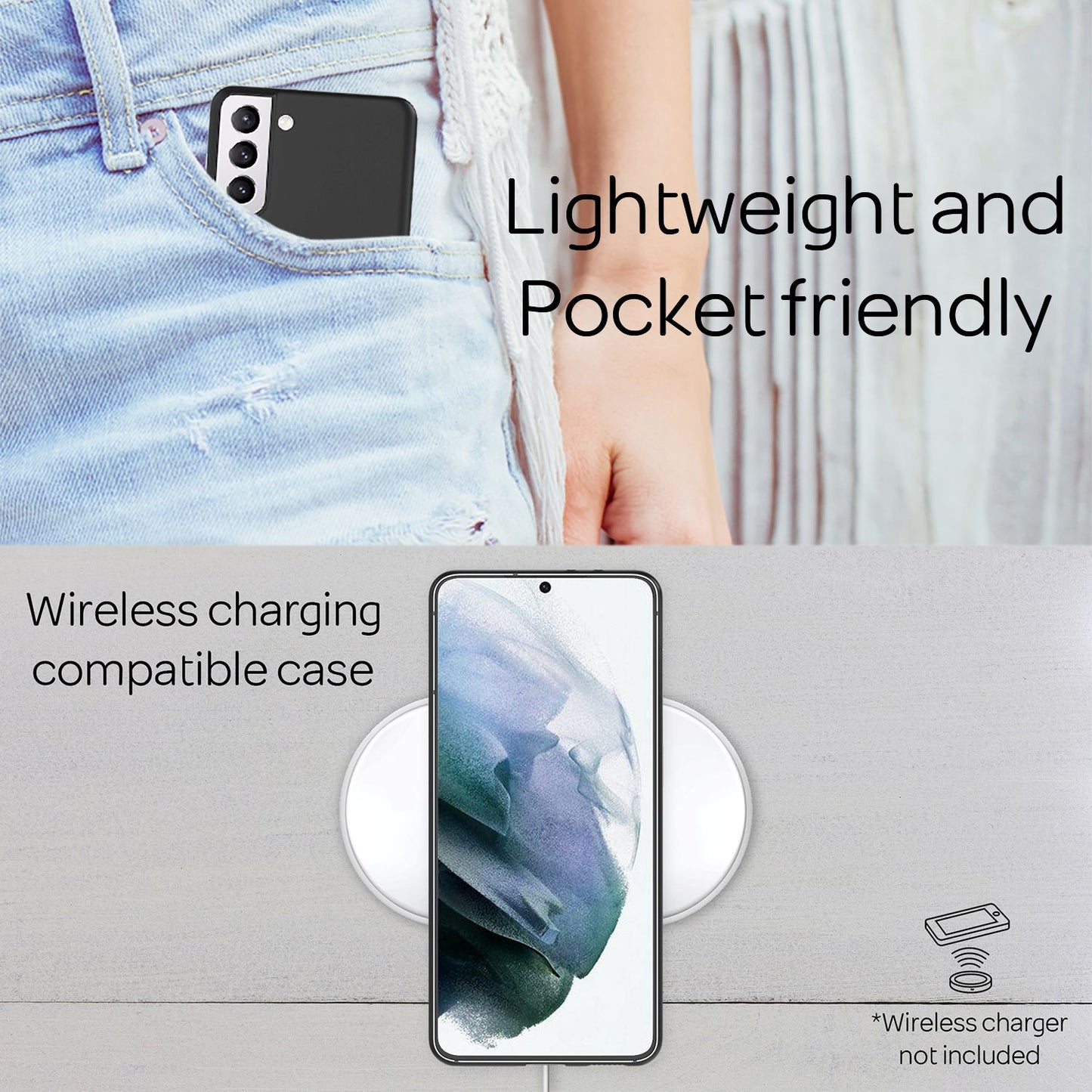 NALIA Extra Thin Hard Case fyrir Samsung Galaxy S21, Ultra Thin Símahulstur