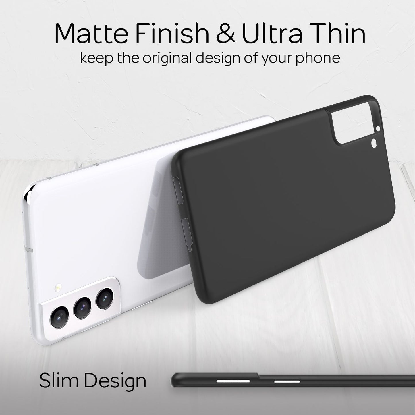 NALIA Extra Þunnt Hart Hulstur fyrir Samsung Galaxy S21 Plus, Þunnt Símahulstur