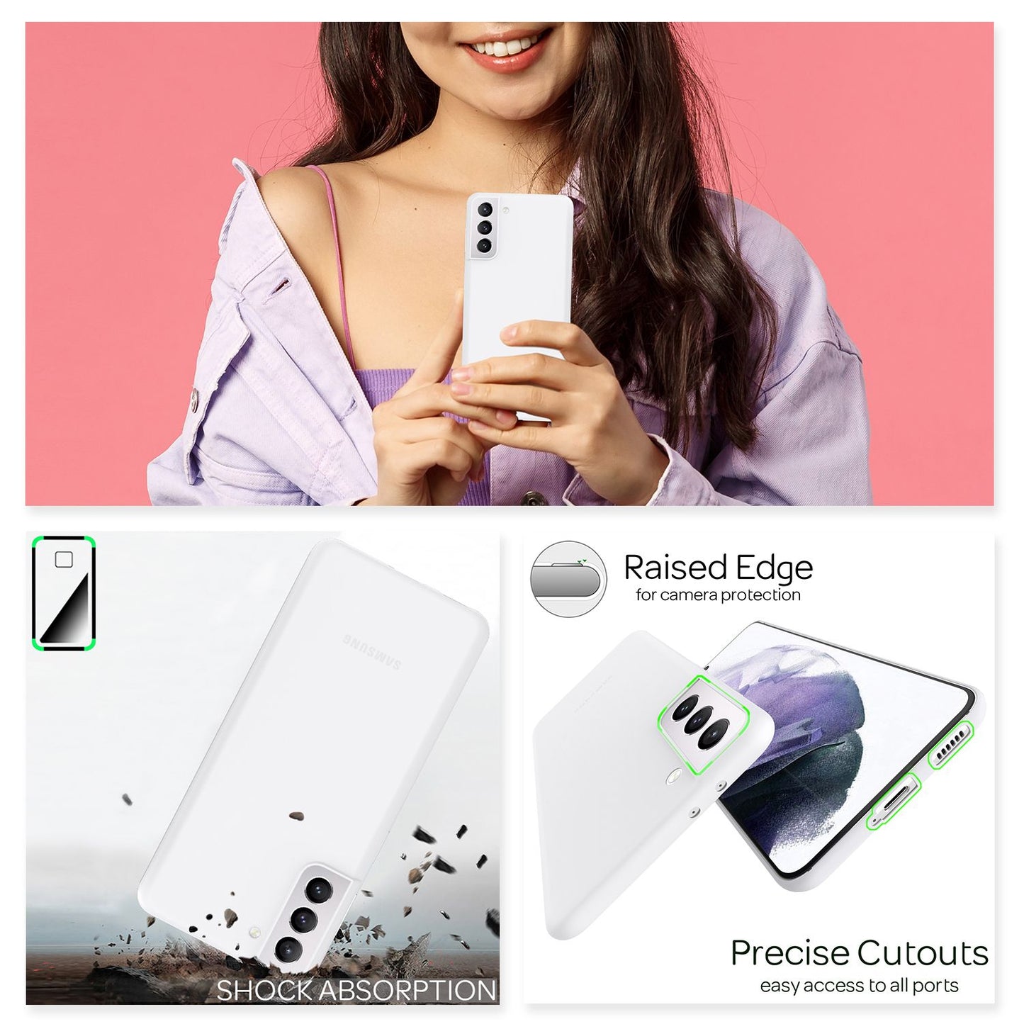 NALIA Extra Þunnt Hart Hulstur fyrir Samsung Galaxy S21 Plus, Þunnt Símahulstur