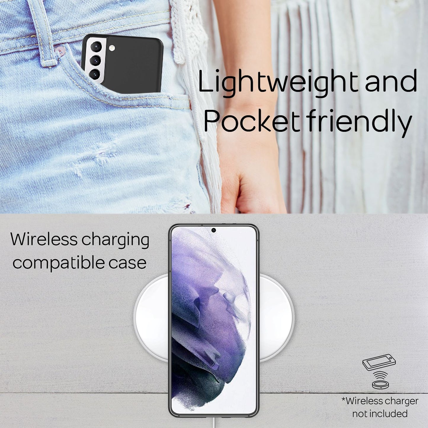 NALIA Extra Þunnt Hart Hulstur fyrir Samsung Galaxy S21 Plus, Þunnt Símahulstur